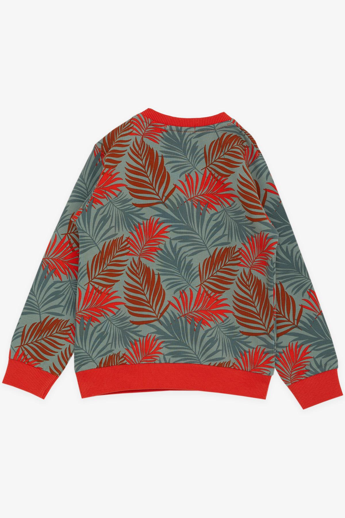 Breeze Kız Çocuk Sweatshirt Renkli Yaprak Desenli Mint Yeşili (1.5-5 Yaş)