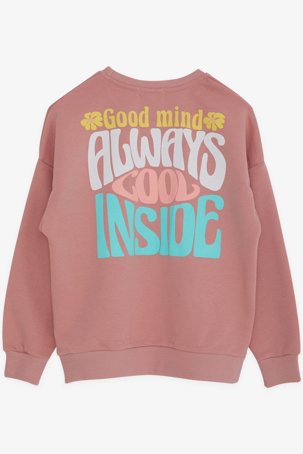 Breeze Kız Çocuk Sweatshirt Renkli Yazı Baskılı Gülkurusu (8-14 Yaş)