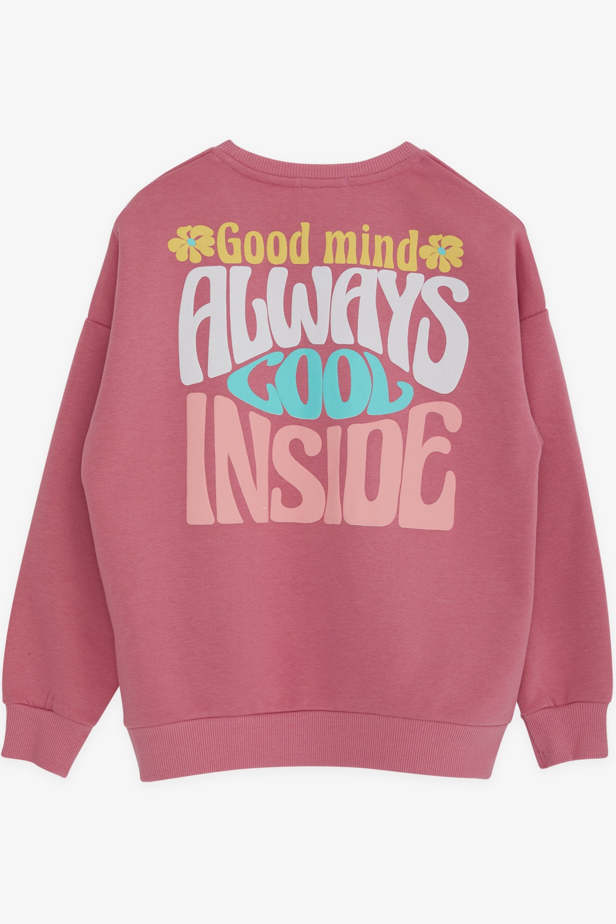 Breeze Kız Çocuk Sweatshirt Renkli Yazı Baskılı Vişne Çürüğü (8-14 Yaş)
