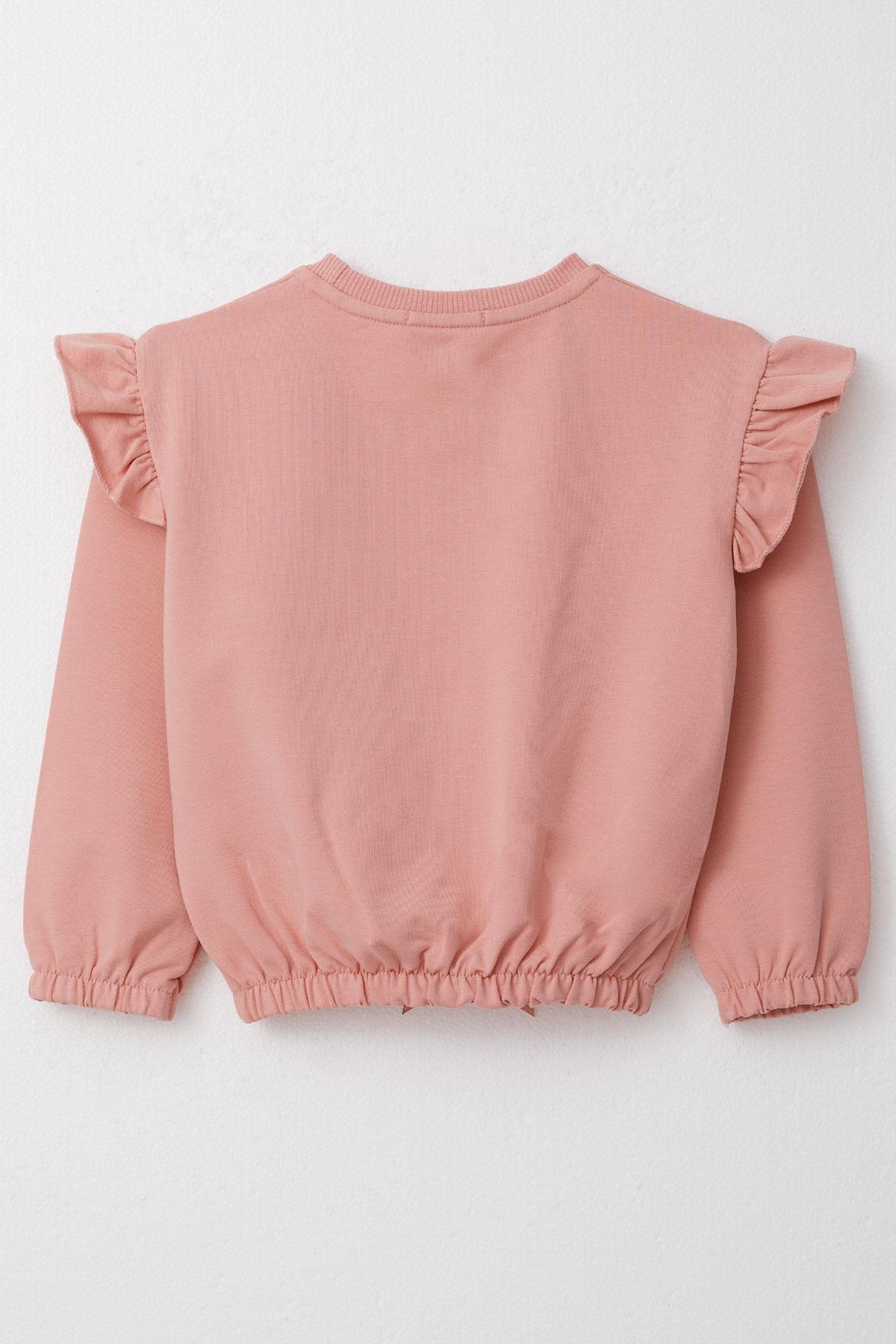 Breeze Kız Çocuk Sweatshirt Renkli Yazı Baskılı Beli Lastikli Gülkurusu (3-7 Yaş)