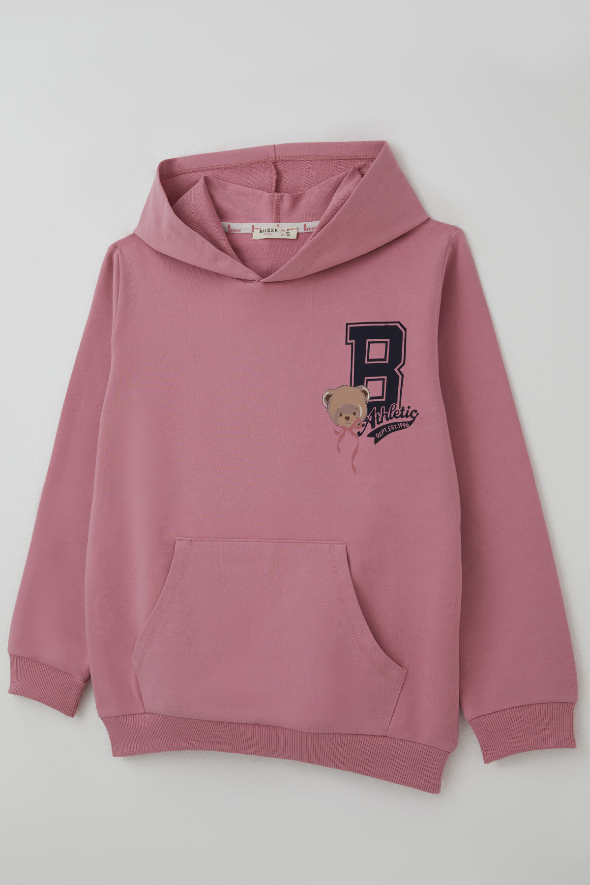 Breeze Kız Çocuk Sweatshirt Sevimli Ayıcıklar Baskılı Sırt Baskı Detaylı Gülkurusu (8-14 Yaş)
