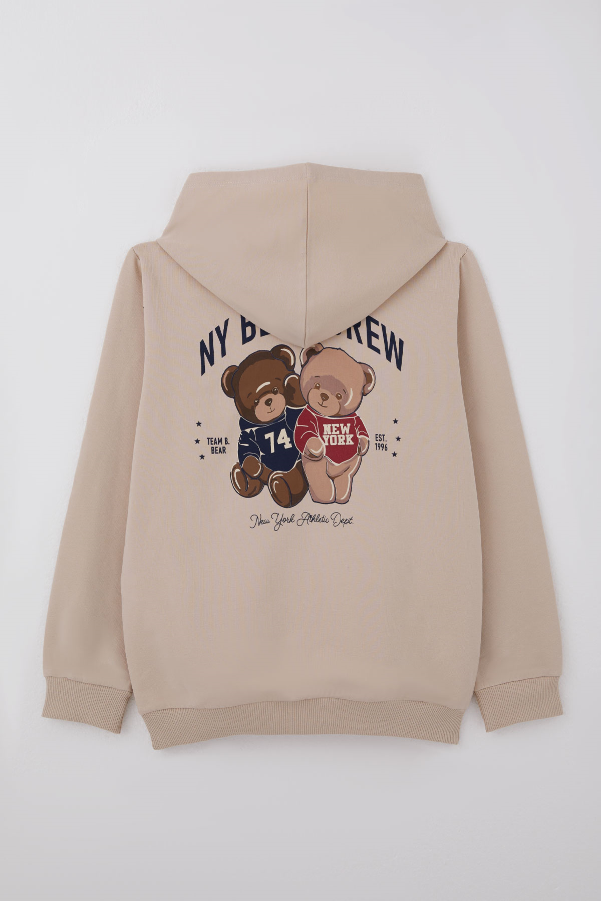 Breeze Kız Çocuk Sweatshirt Sevimli Ayıcıklar Baskılı Sırt Baskı Detaylı Bej (8-14 Yaş)