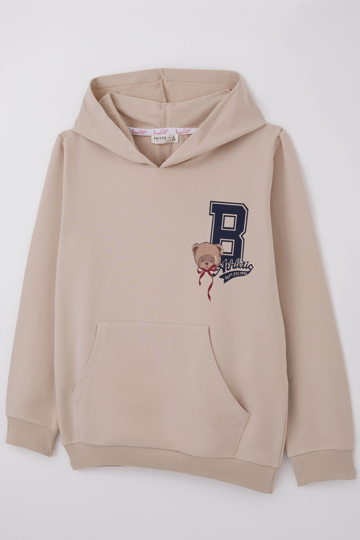 Breeze Kız Çocuk Sweatshirt Sevimli Ayıcıklar Baskılı Sırt Baskı Detaylı Bej (8-14 Yaş)