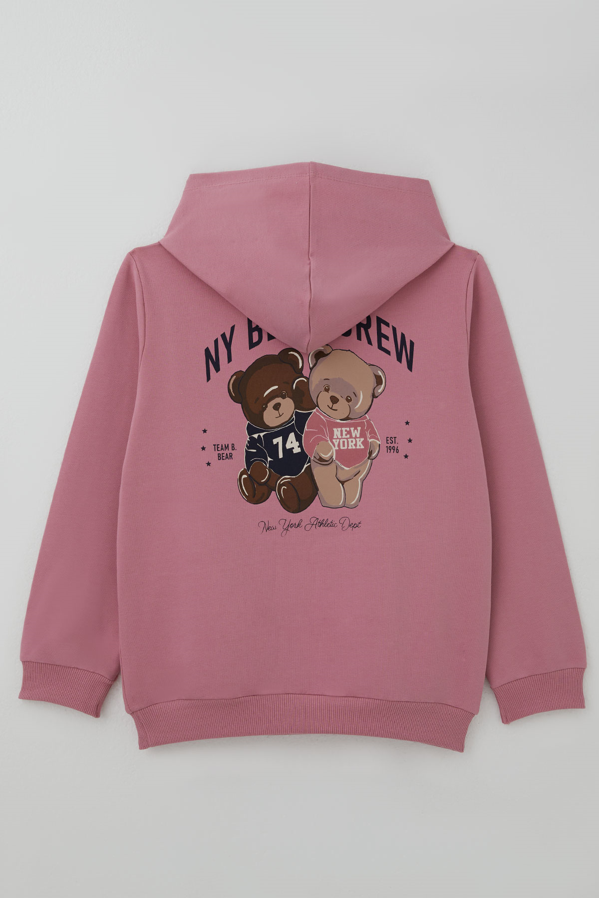 Breeze Kız Çocuk Sweatshirt Sevimli Ayıcıklar Baskılı Sırt Baskı Detaylı Gülkurusu (8-14 Yaş)