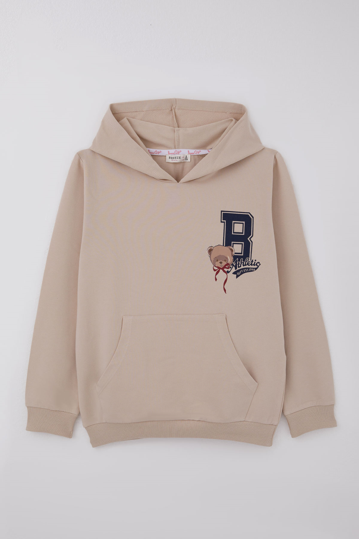 Breeze Kız Çocuk Sweatshirt Sevimli Ayıcıklar Baskılı Sırt Baskı Detaylı Bej (8-14 Yaş)