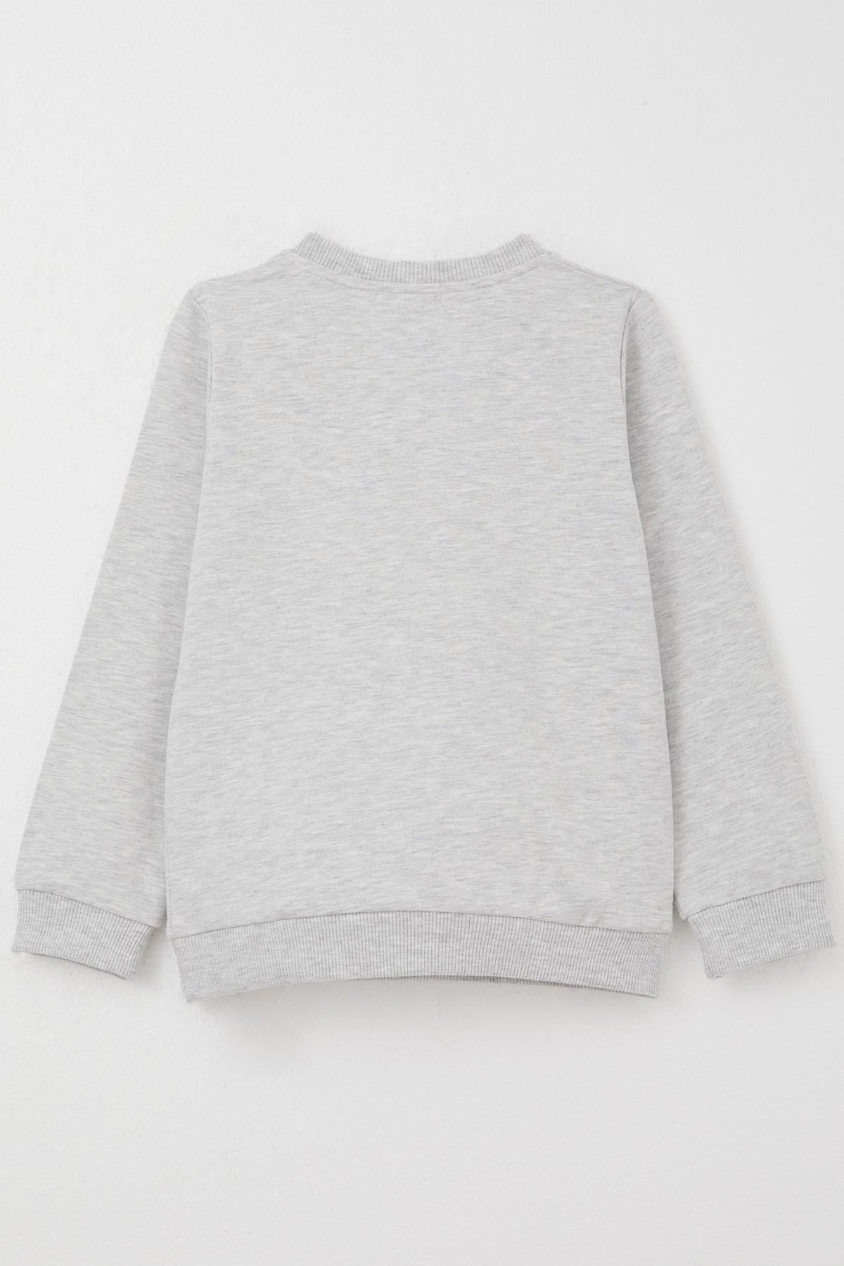 Breeze Kız Çocuk Sweatshirt Sevimli Ayıcıklar Baskılı Açık Gri Melanj (1.5-5 Yaş)