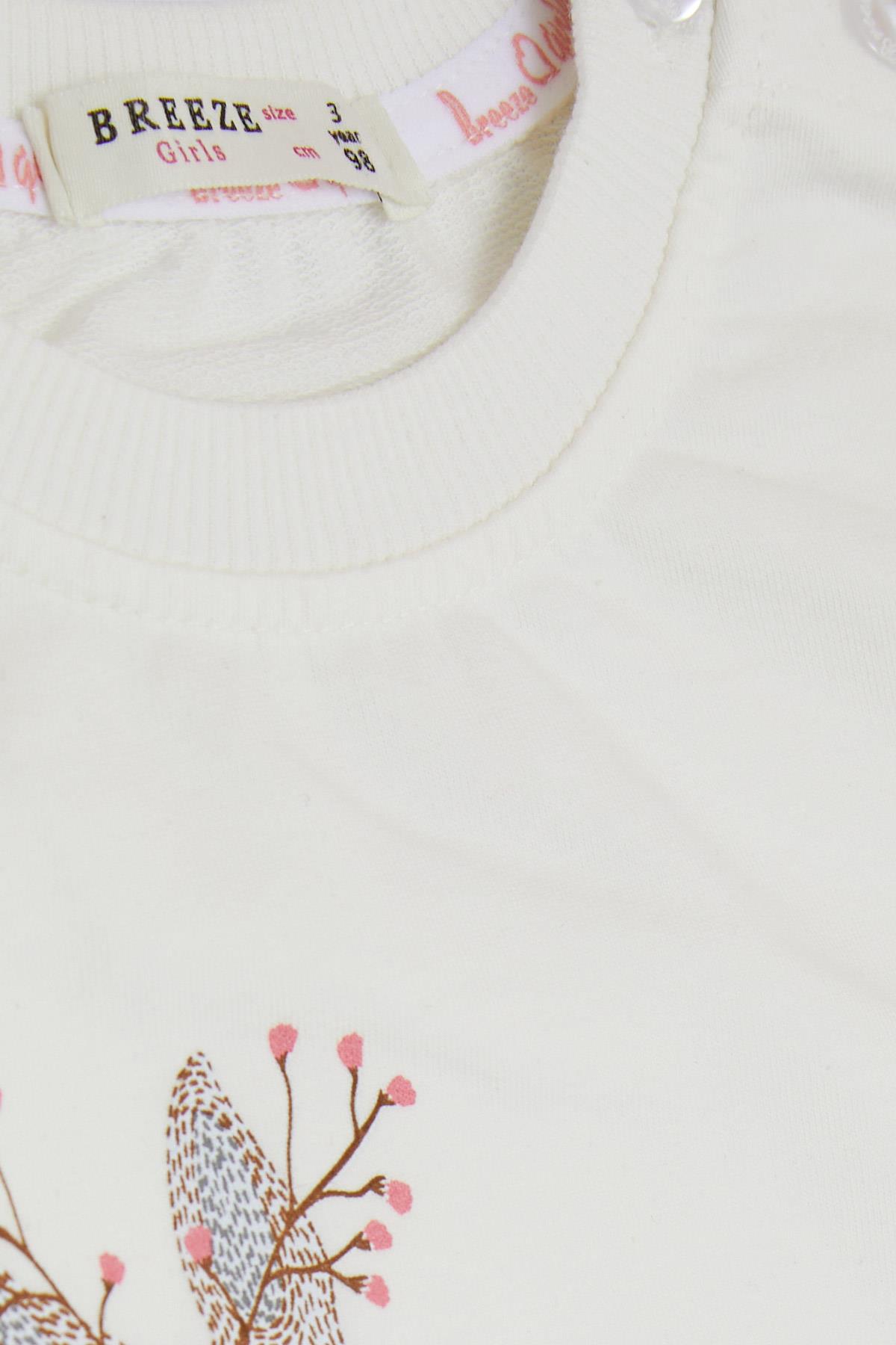Breeze Kız Çocuk Sweatshirt Sevimli Ceylan Baskılı Ekru (1.5-5 Yaş)