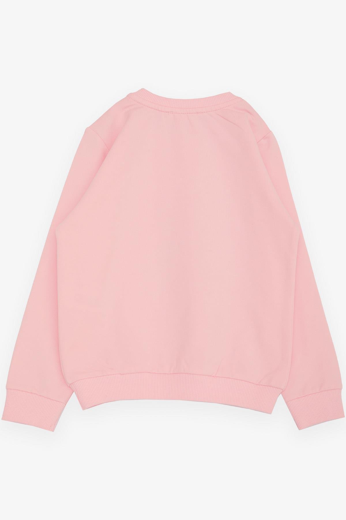 Breeze Kız Çocuk Sweatshirt Sevimli Simli Tavşancık Baskılı Pembe (1.5-5 Yaş)