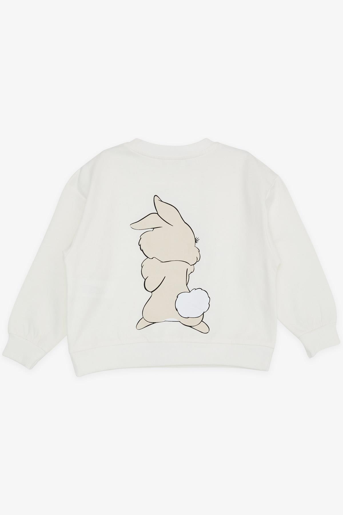 Breeze Kız Çocuk Sweatshirt Sevimli Tavşancık Baskılı Ekru (3-7 Yaş)