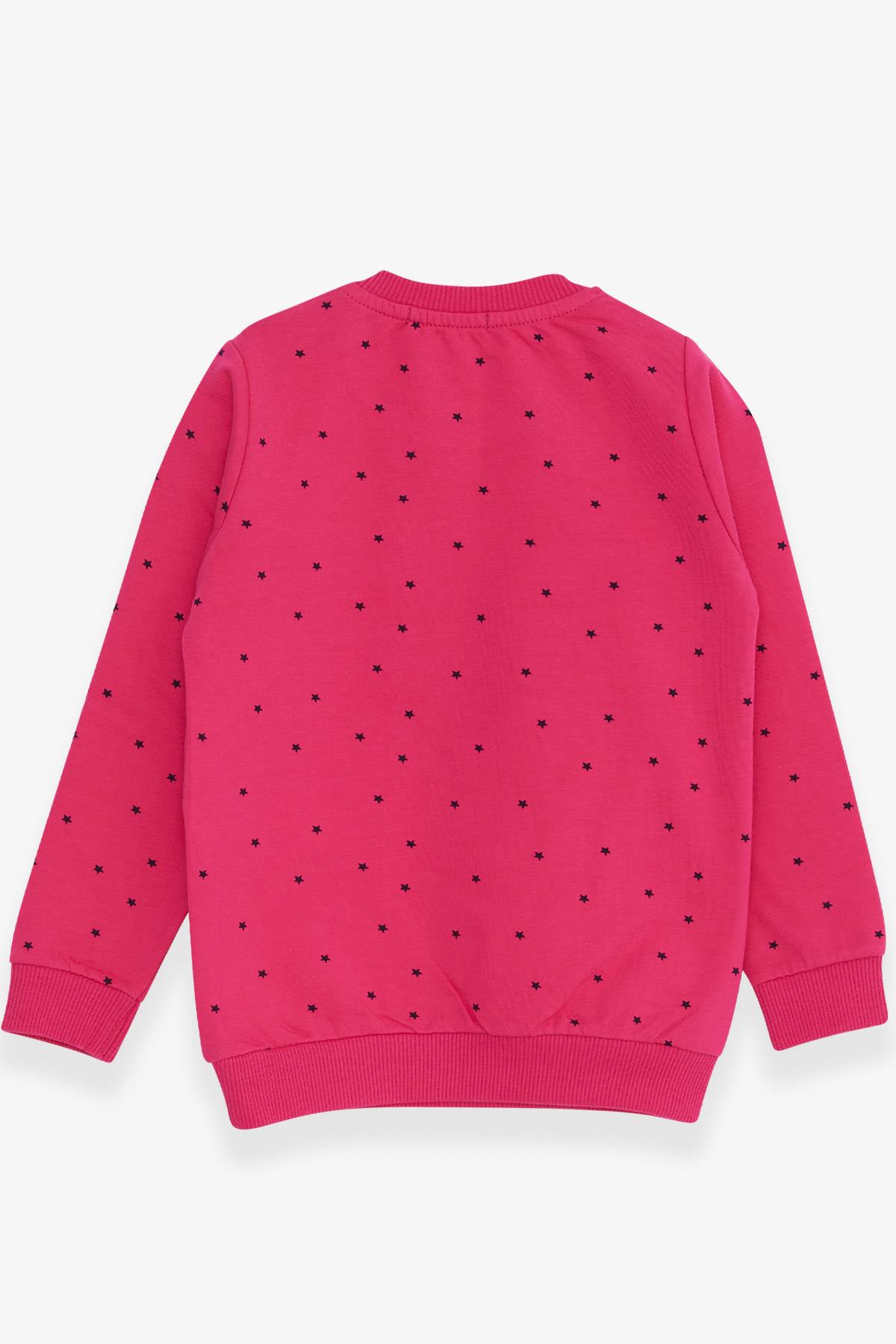 Breeze Kız Çocuk Sweatshirt Simli Kalp Baskılı Fuşya (2-6 Yaş)