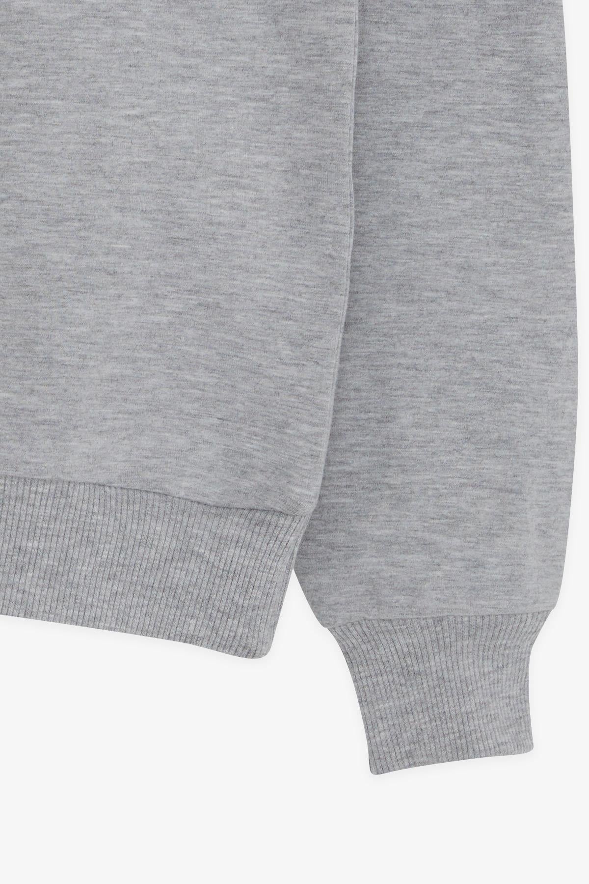 Breeze Kız Çocuk Sweatshirt Simli Yazı Baskılı Gri Melanj (8-14 Yaş)
