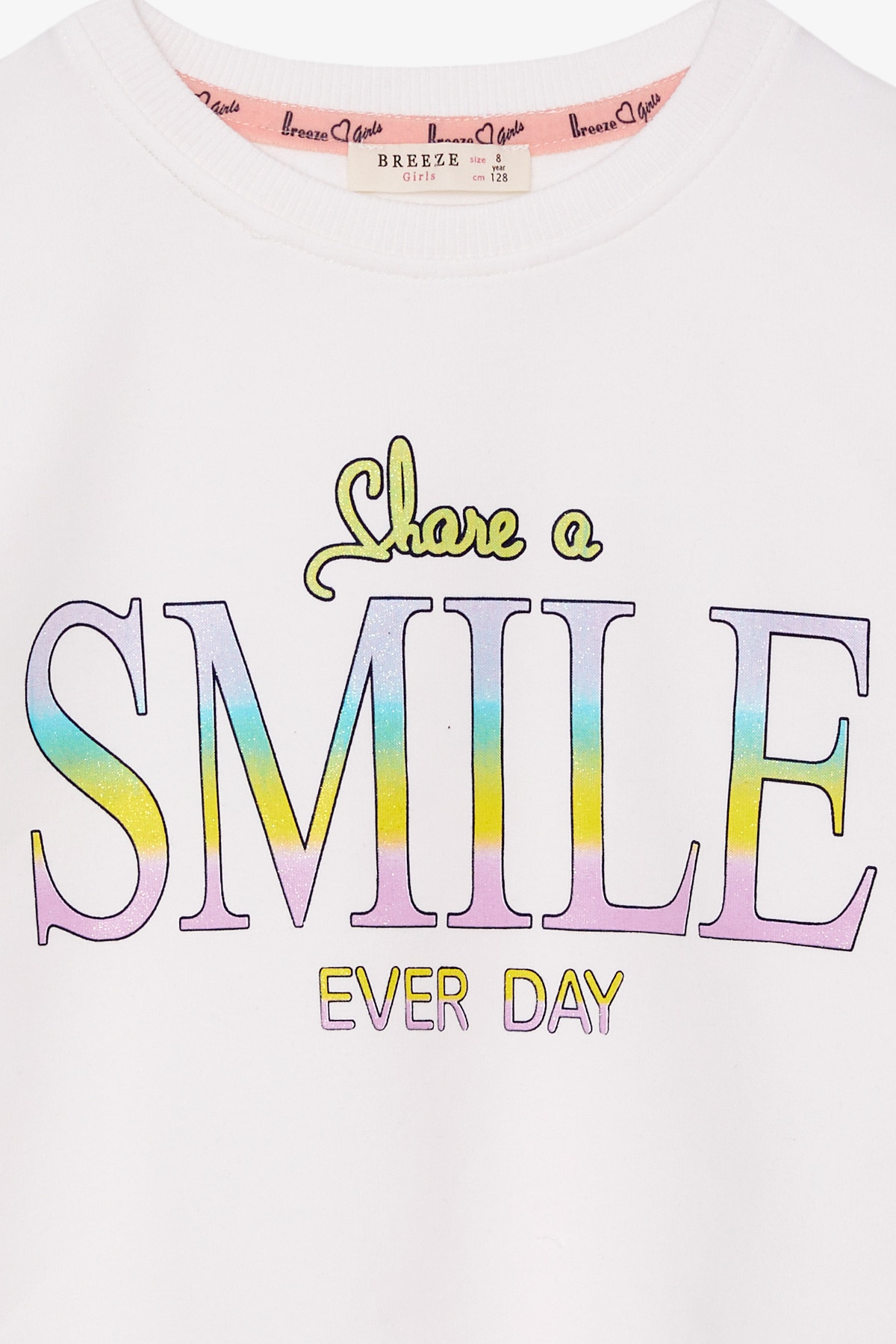 Breeze Kız Çocuk Sweatshirt Simli Yazı Baskılı Ekru (8-14 Yaş)