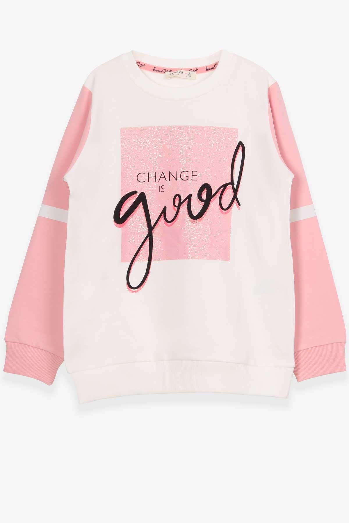 Breeze Kız Çocuk Sweatshirt Simli Yazı Baskılı Ekru (8-14 Yaş)