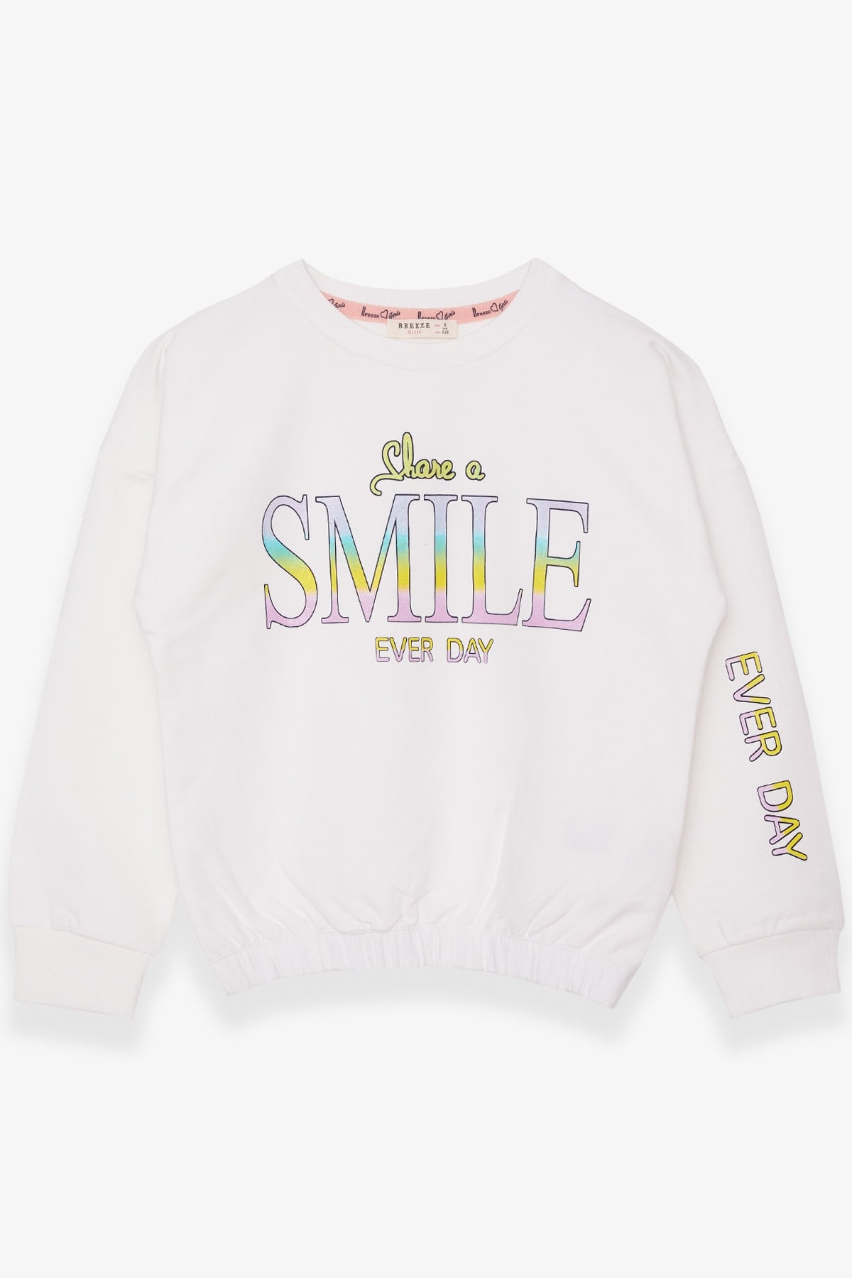 Breeze Kız Çocuk Sweatshirt Simli Yazı Baskılı Ekru (8-14 Yaş)