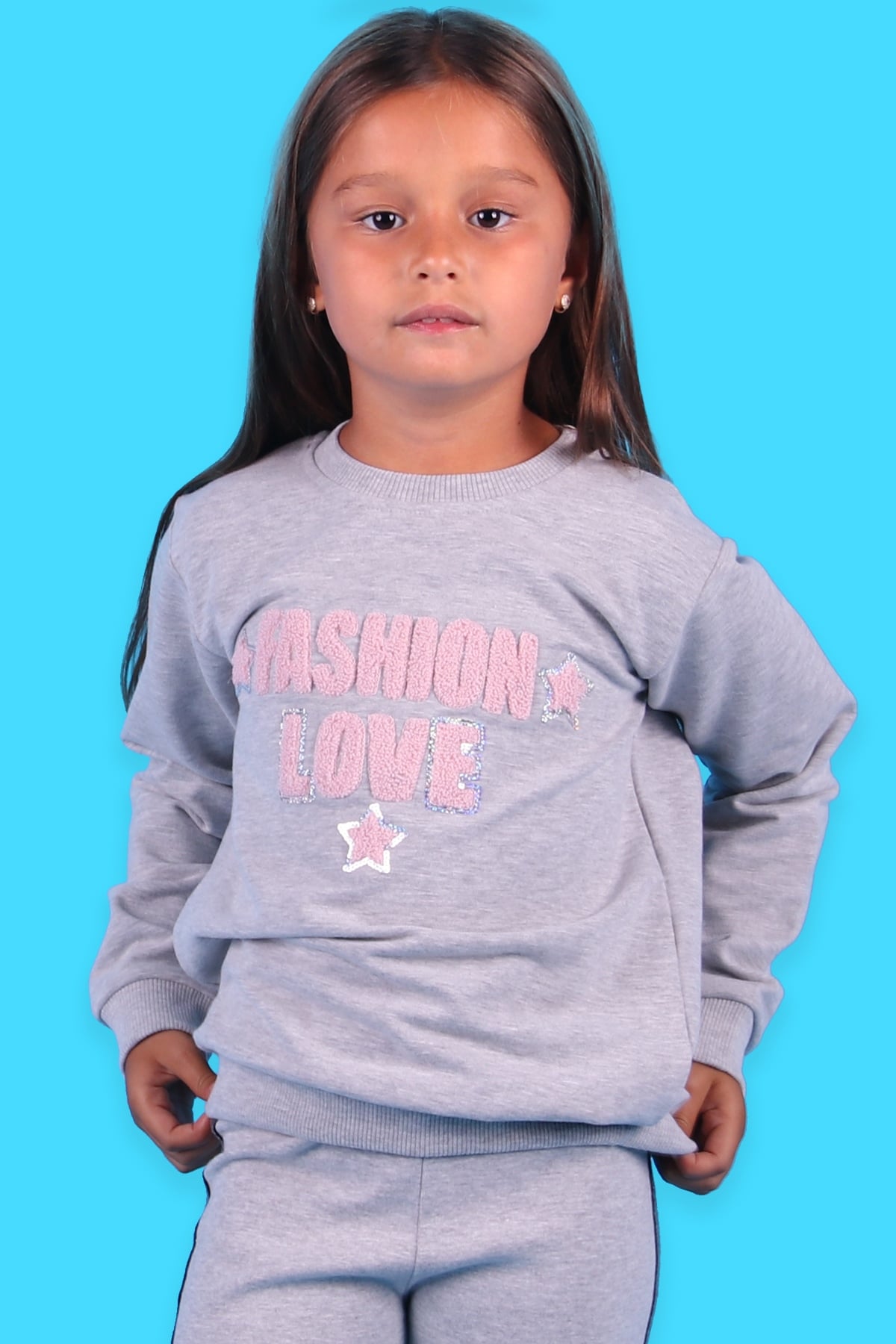 Breeze Kız Çocuk Sweatshirt Süzene Nakış Gri (5-10 Yaş)