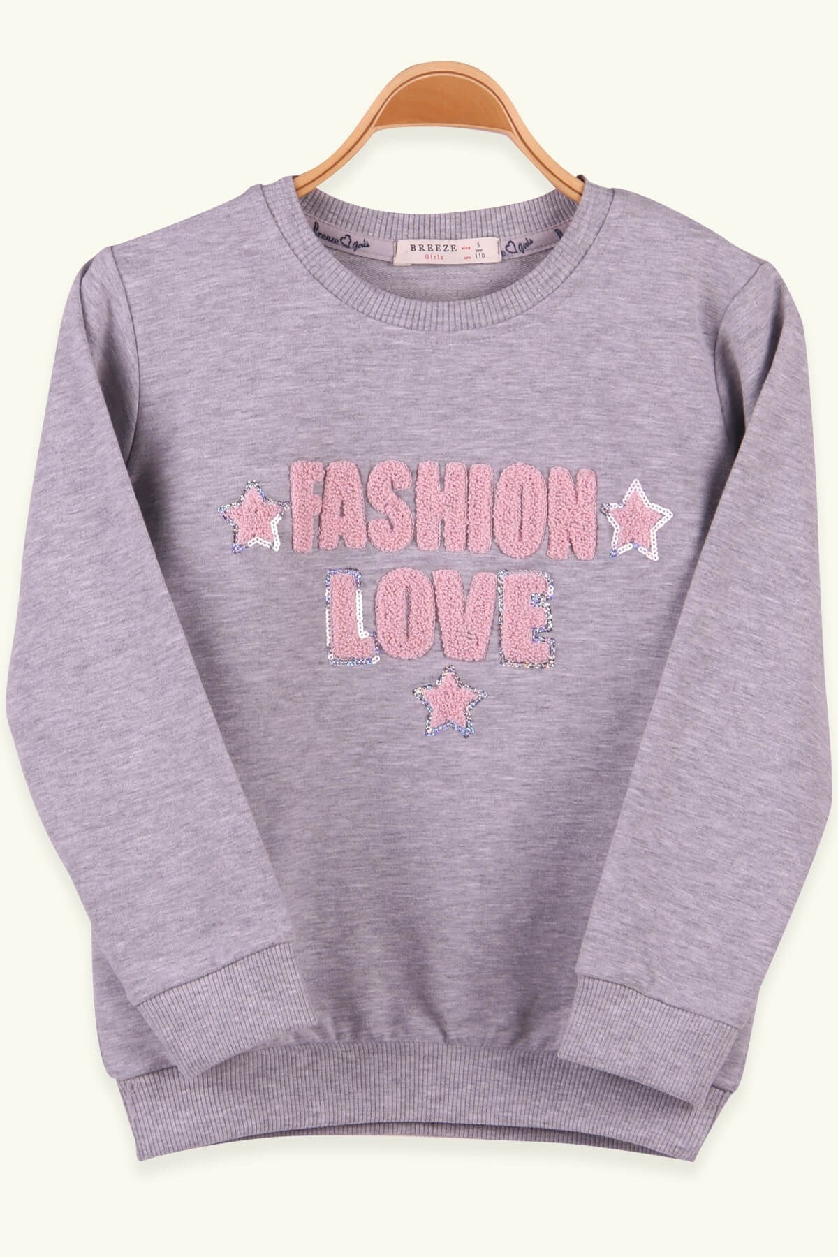 Breeze Kız Çocuk Sweatshirt Süzene Nakış Gri (5-10 Yaş)