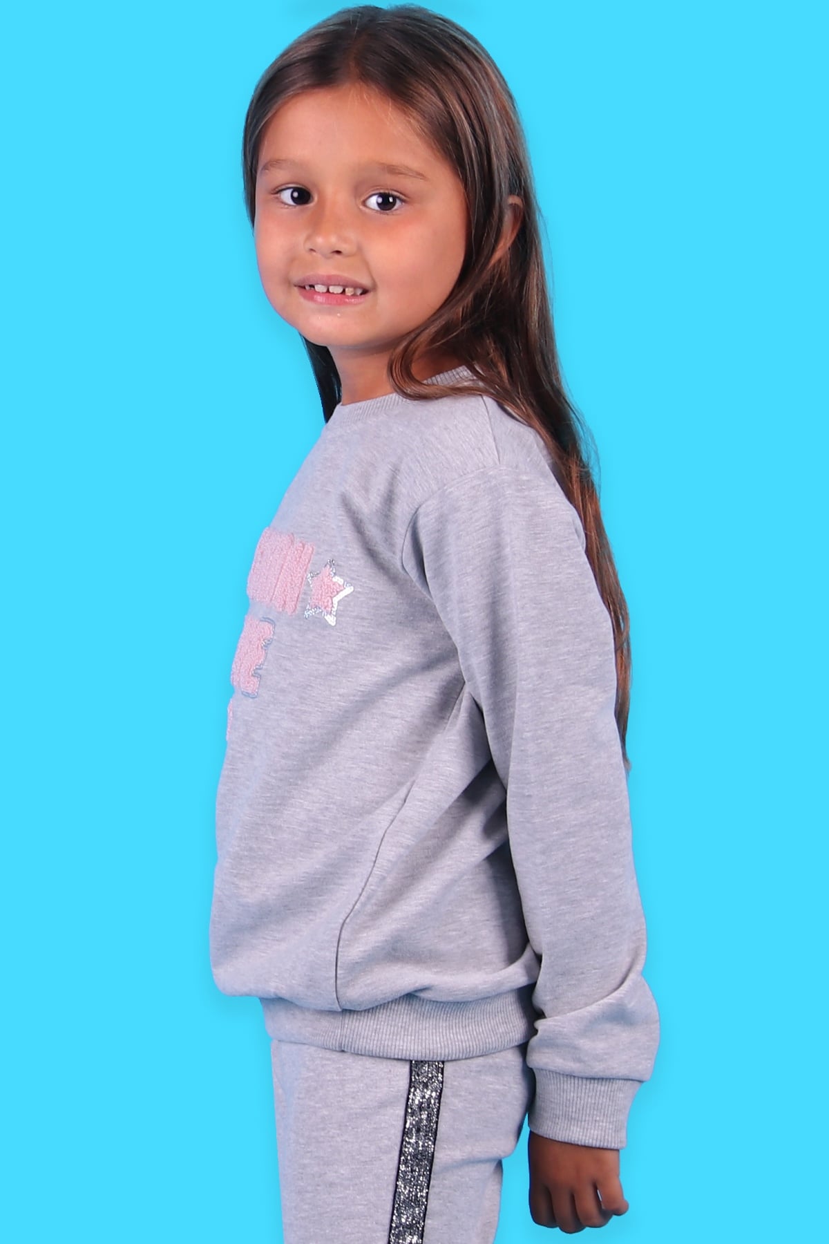Breeze Kız Çocuk Sweatshirt Süzene Nakış Gri (5-10 Yaş)