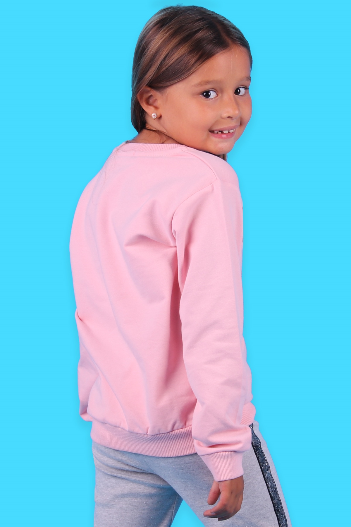 Breeze Kız Çocuk Sweatshirt Süzene Nakış Pudra (5-10 Yaş)