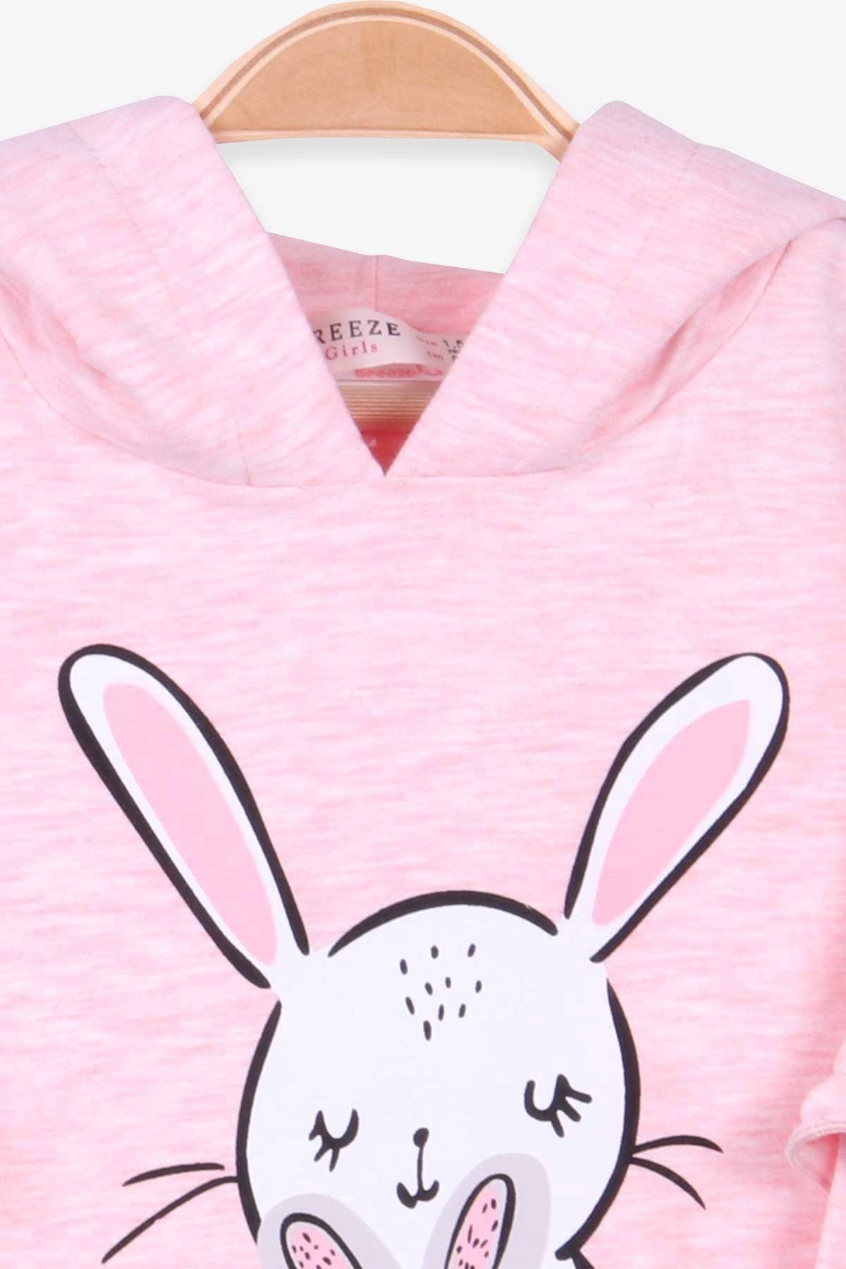 Breeze Kız Çocuk Sweatshirt Tavşan Baskılı Somon Melanj (1.5-5 Yaş)