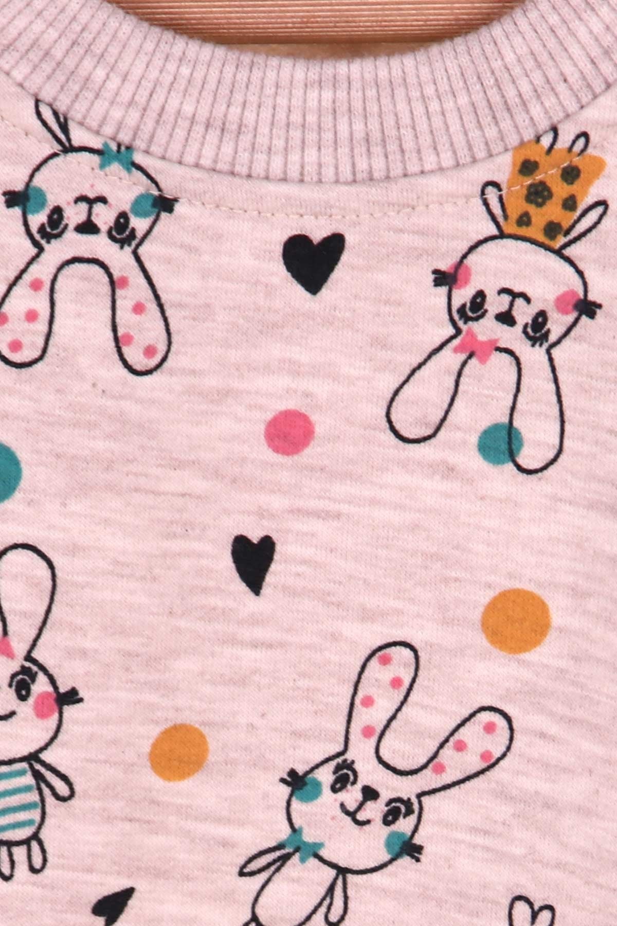Breeze Kız Çocuk Sweatshirt Tavşan Desenli Krem (1.5-5 Yaş)