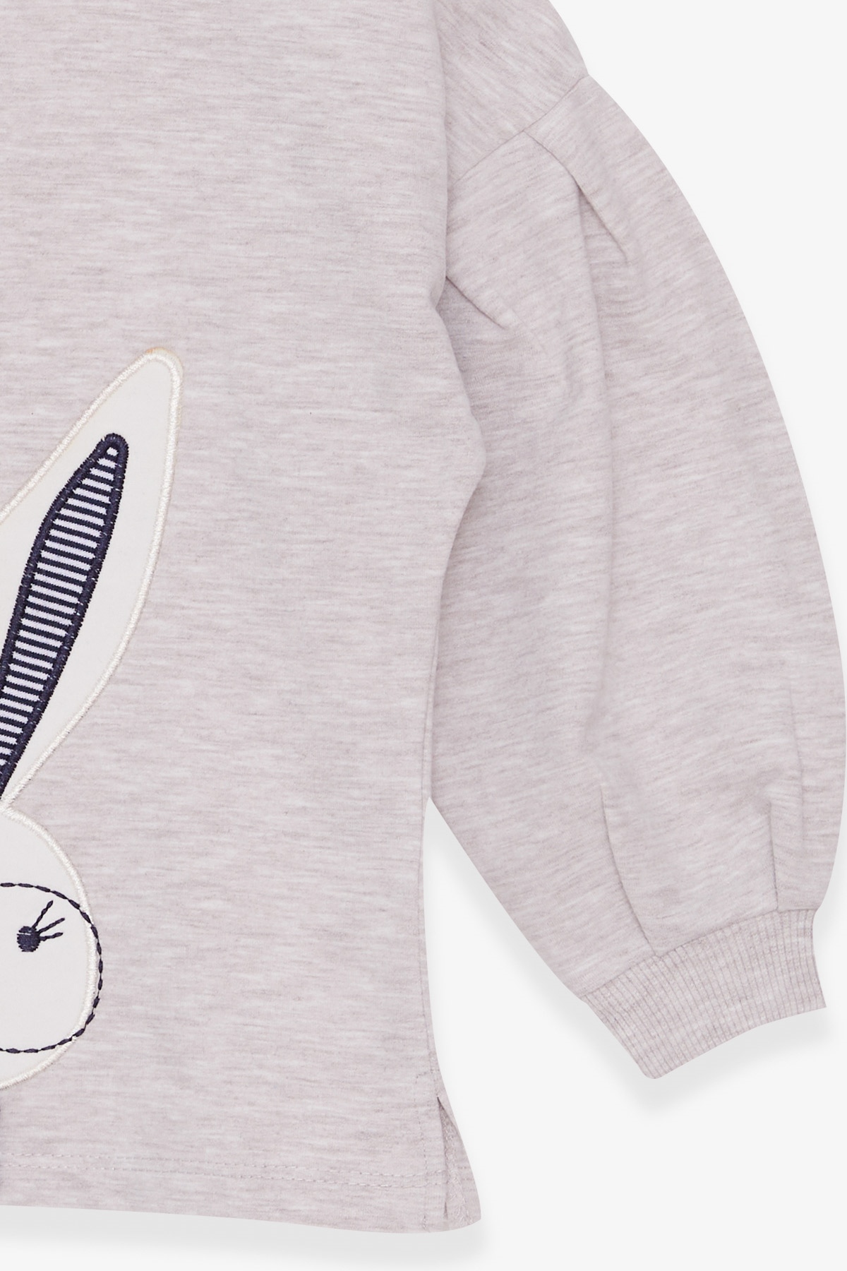 Breeze Kız Çocuk Sweatshirt Tavşan Nakışlı Bej Melanj (2-6 Yaş)