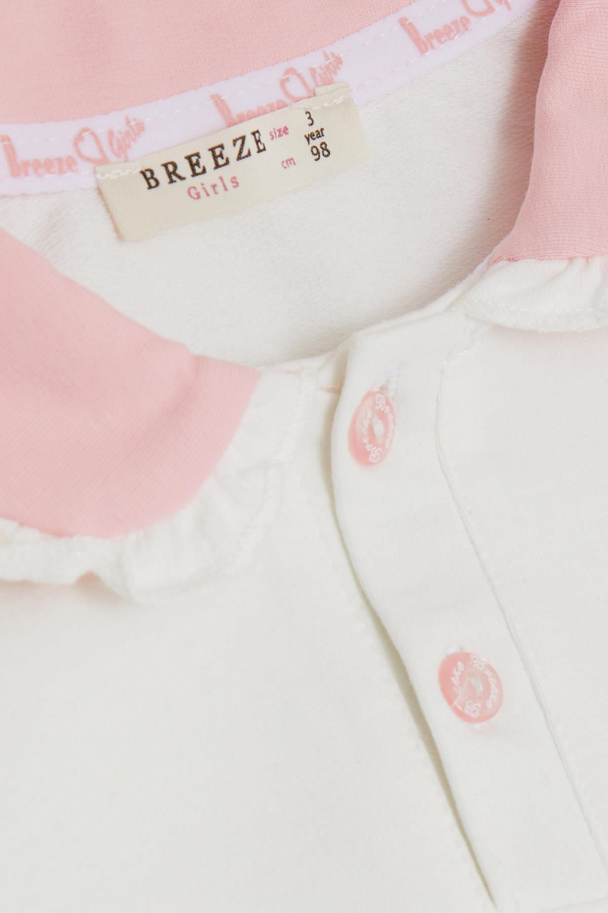 Breeze Kız Çocuk Sweatshirt Tavşan Nakışlı Düğmeli Ekru (2-3 Yaş)
