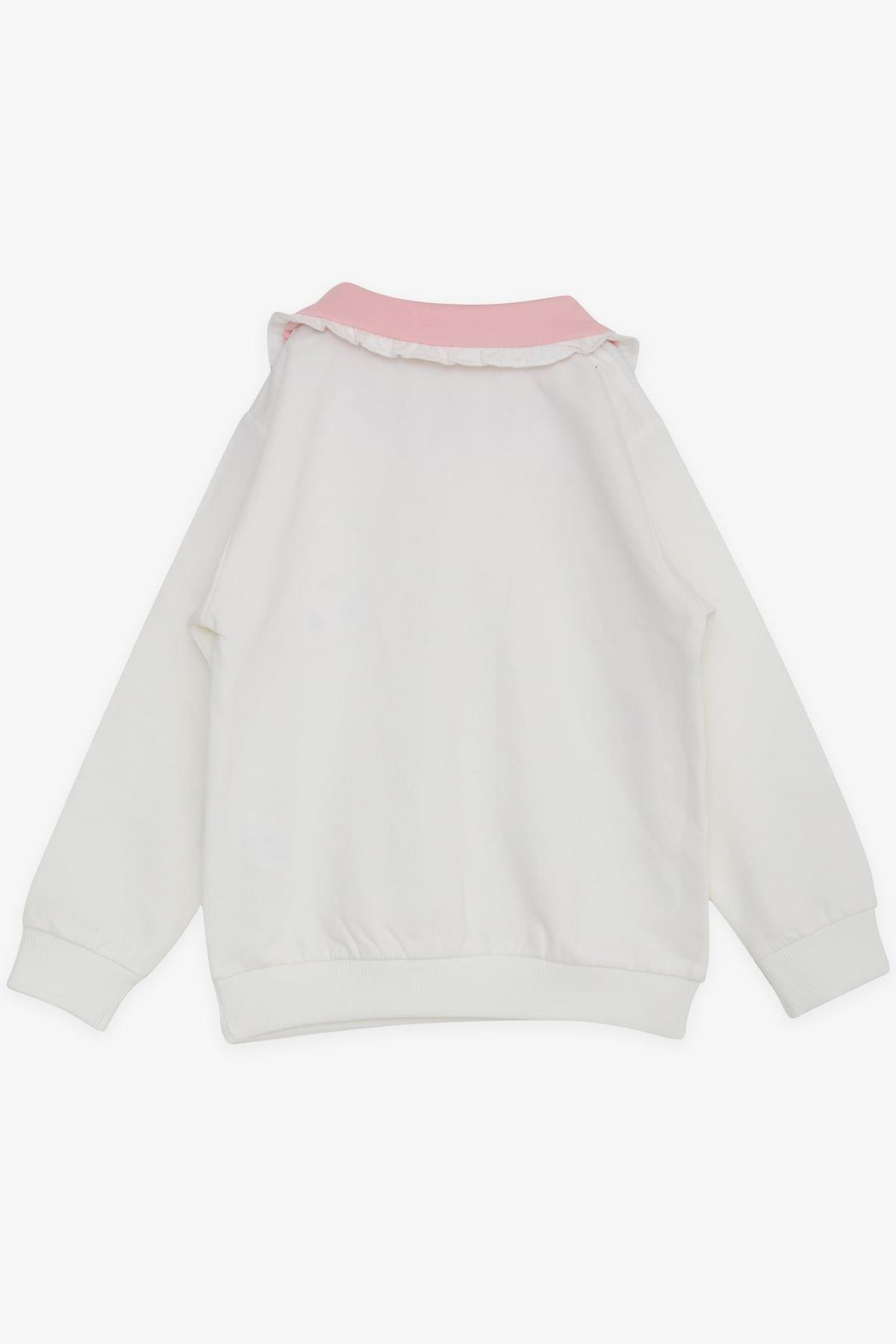 Breeze Kız Çocuk Sweatshirt Tavşan Nakışlı Düğmeli Ekru (2-3 Yaş)