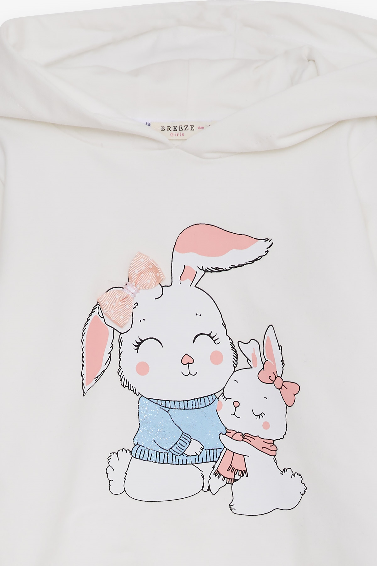 Breeze Kız Çocuk Sweatshirt Tavşancık Baskılı Ekru (1.5-5 Yaş)