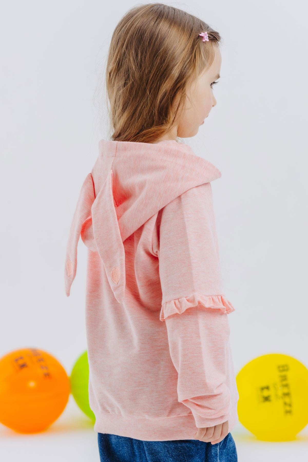 Breeze Kız Çocuk Sweatshirt Tavşancık Baskılı Somon Melanj (1.5-5 Yaş)