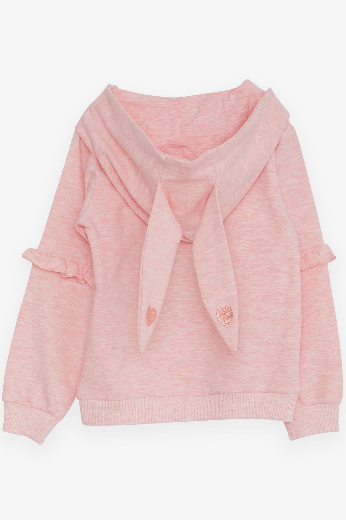 Breeze Kız Çocuk Sweatshirt Tavşancık Baskılı Somon Melanj (1.5-5 Yaş)