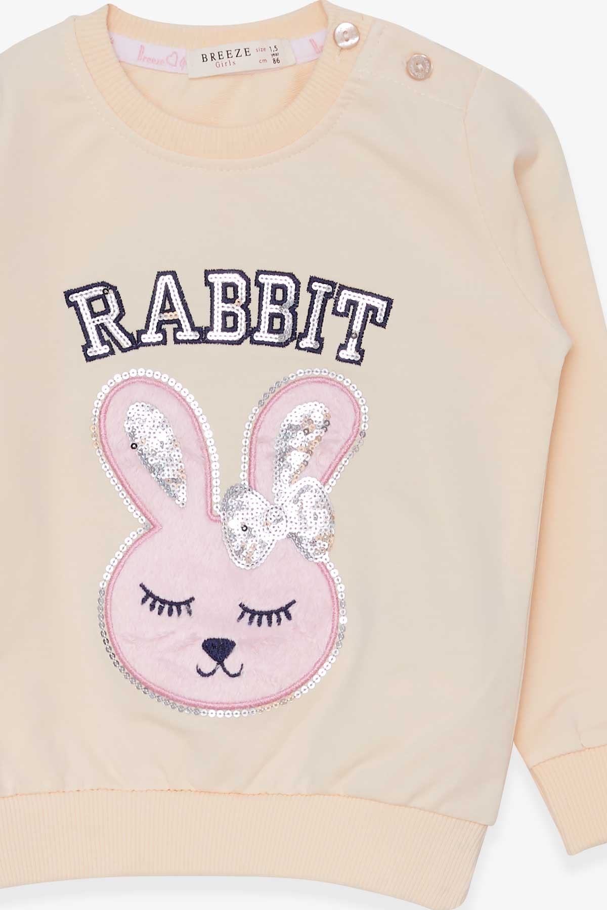 Breeze Kız Çocuk Sweatshirt Tavşancık Nakışlı Pullu Krem (1.5-5 Yaş)