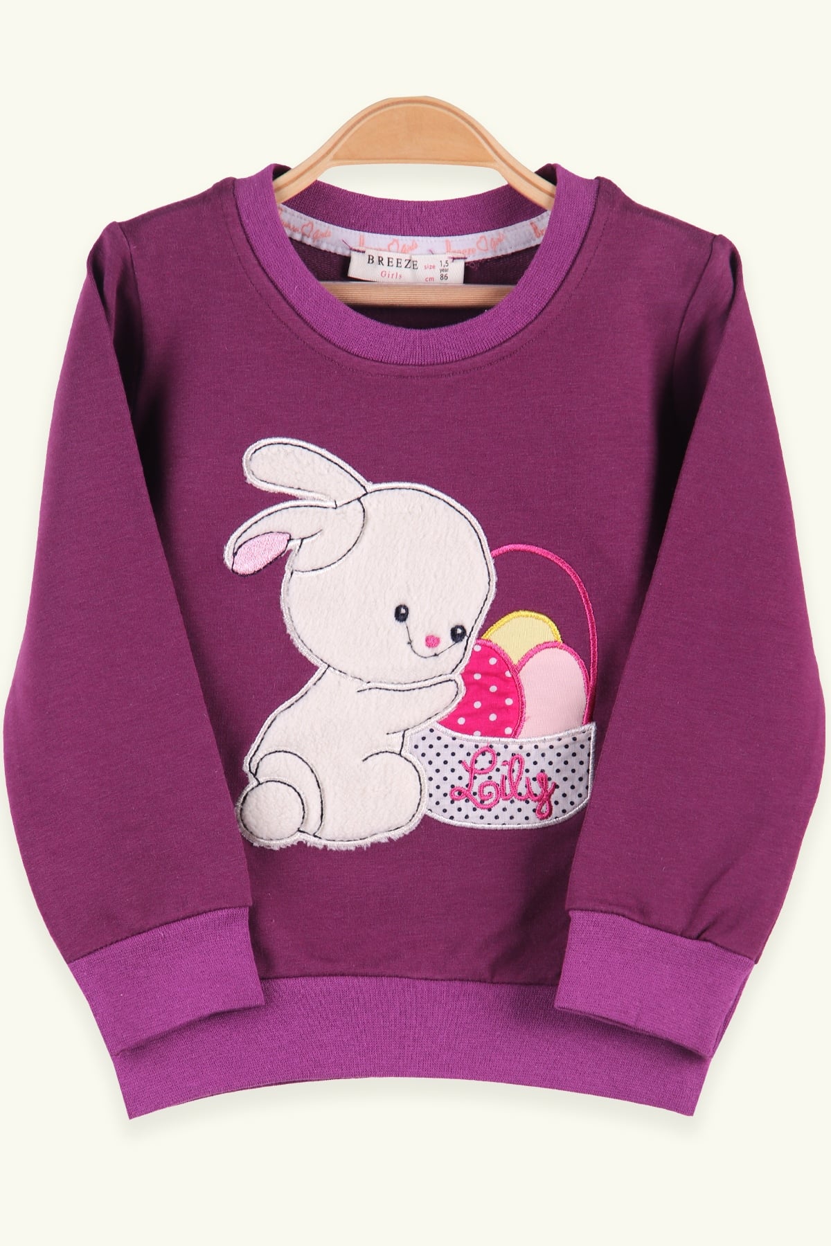 Breeze Kız Çocuk Sweatshirt Tavşanlı Mor (1.5-5 Yaş)
