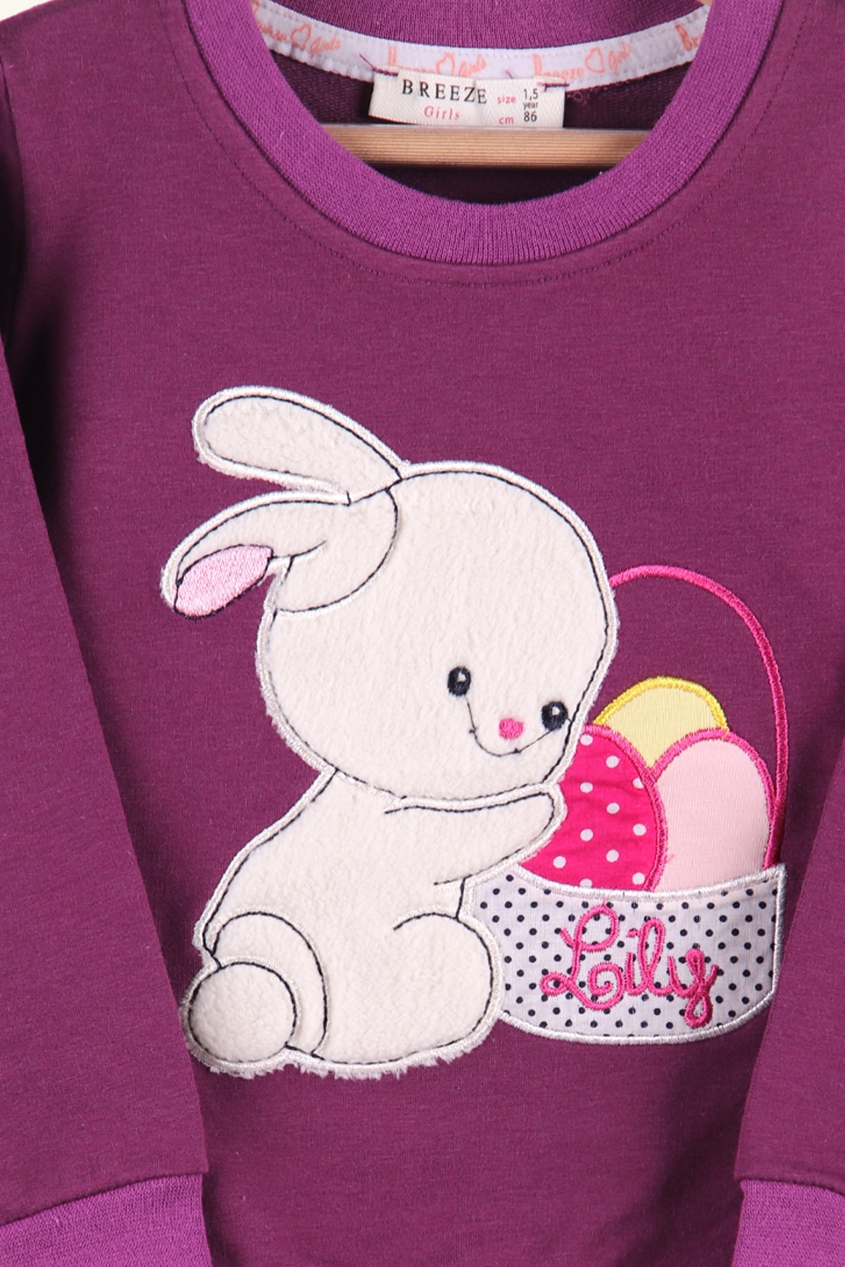 Breeze Kız Çocuk Sweatshirt Tavşanlı Mor (1.5-5 Yaş)