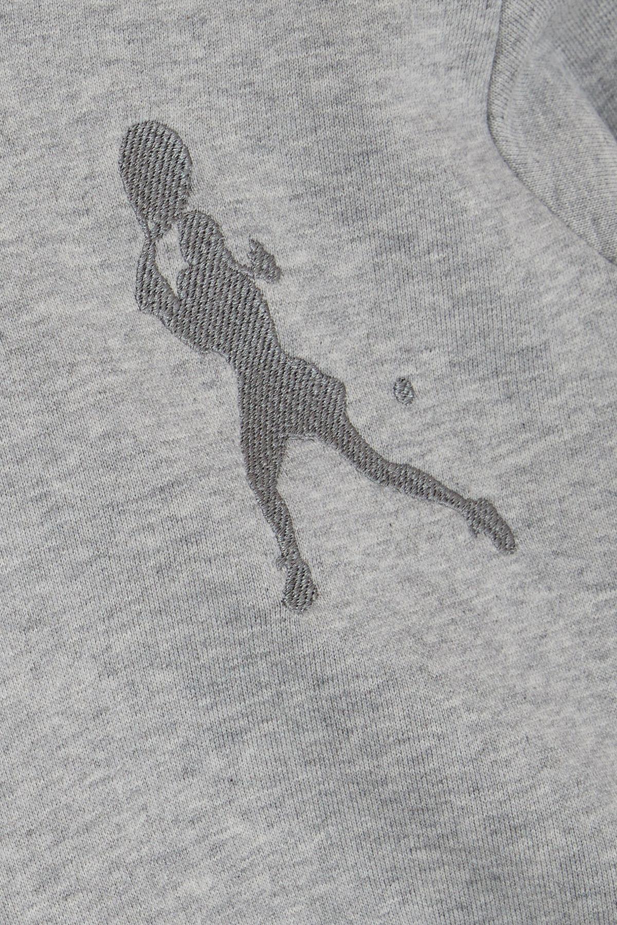 Breeze Kız Çocuk Sweatshirt Tenis Sporcusu Kız Nakışlı Kapüşonlu Gri Melanj (4-8 Yaş)