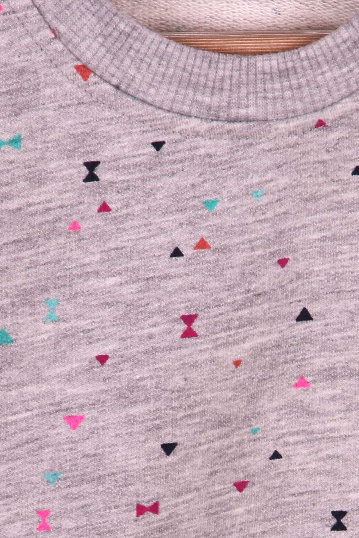 Breeze Kız Çocuk Sweatshirt Üçgen Desenli Gri (1.5-5 Yaş)