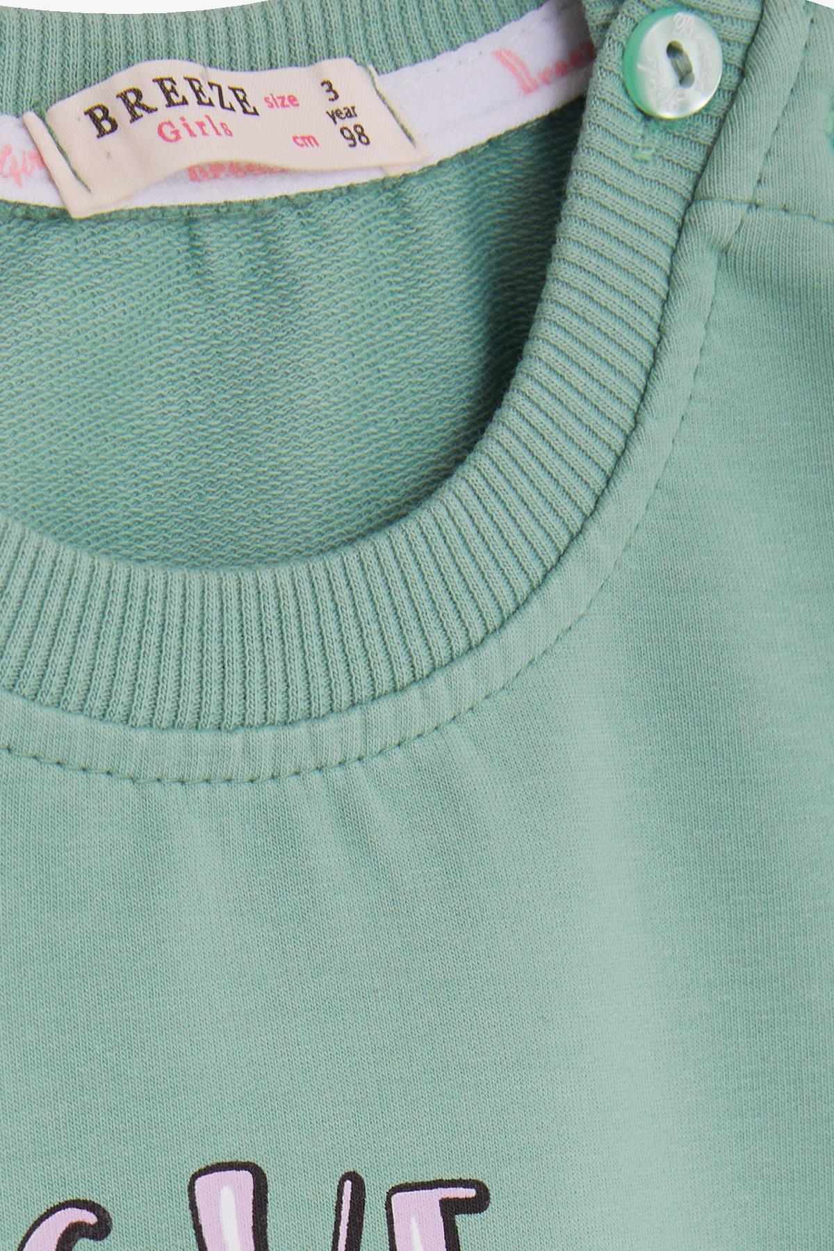 Breeze Kız Çocuk Sweatshirt Unicorn Baskılı Mint Yeşili (2-6 Yaş)