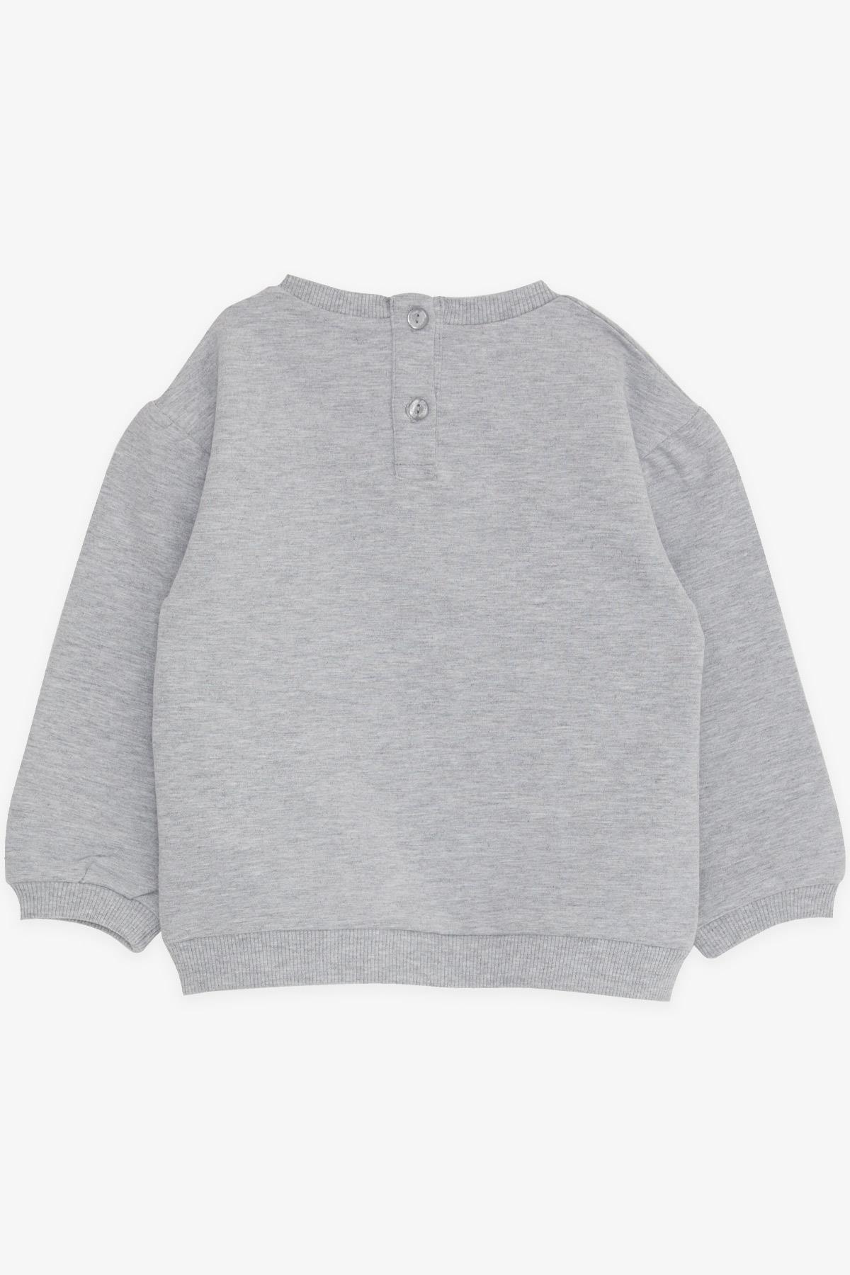 Breeze Kız Çocuk Sweatshirt Unıcorn Baskılı Açık Gri Melanj (9 Ay-3 Yaş)
