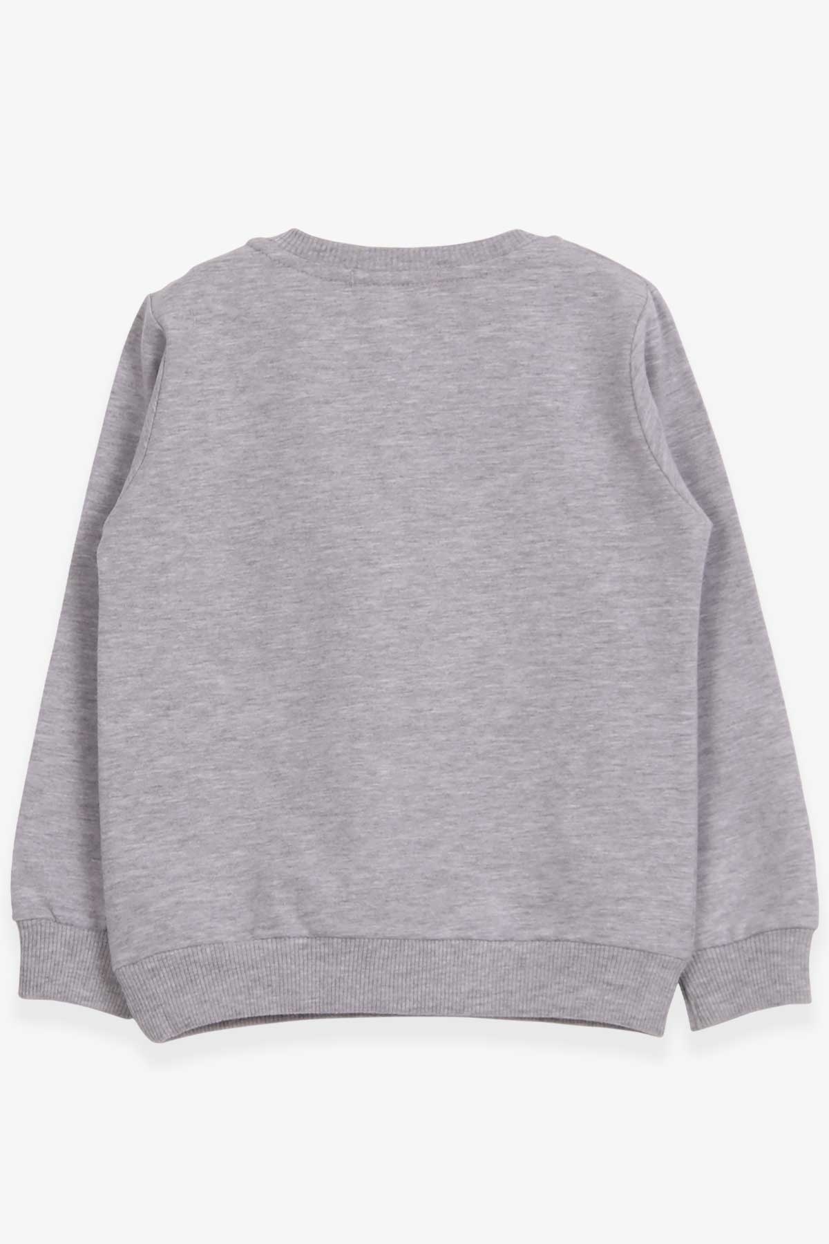 Breeze Kız Çocuk Sweatshirt Unicorn Baskılı Gri Melanj (2-6 Yaş)