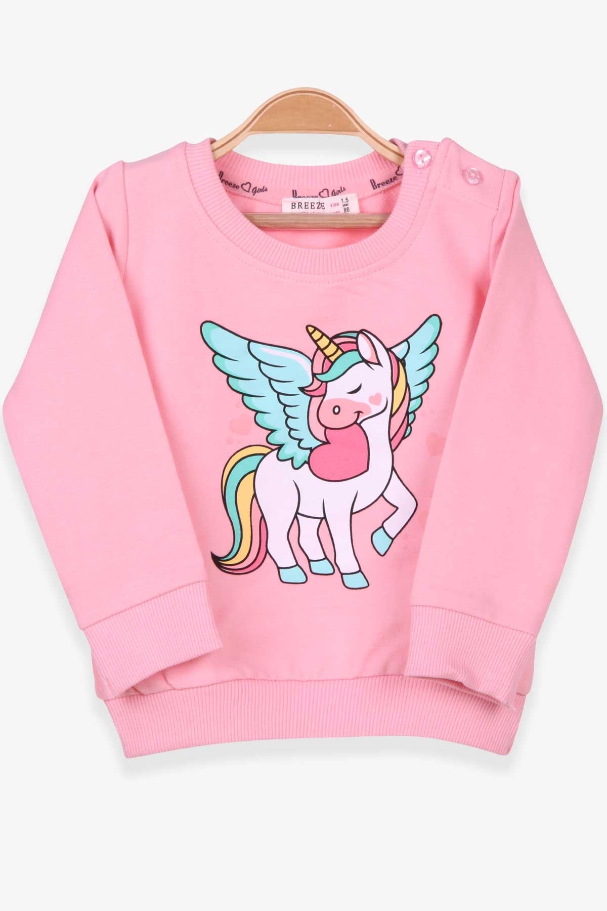 Breeze Kız Çocuk Sweatshirt Unicorn Baskılı Pudra (1.5-5 Yaş)
