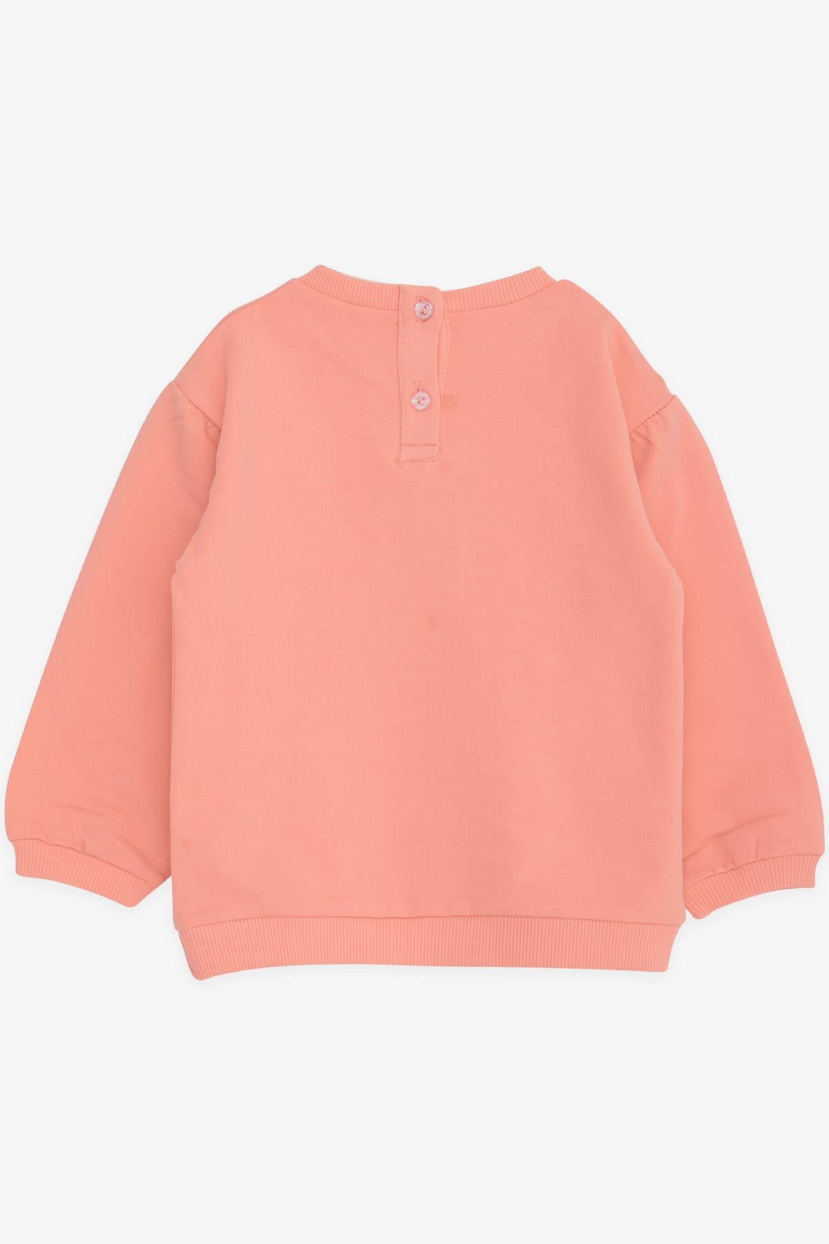 Breeze Kız Çocuk Sweatshirt Unıcorn Baskılı Somon (9 Ay-3 Yaş)