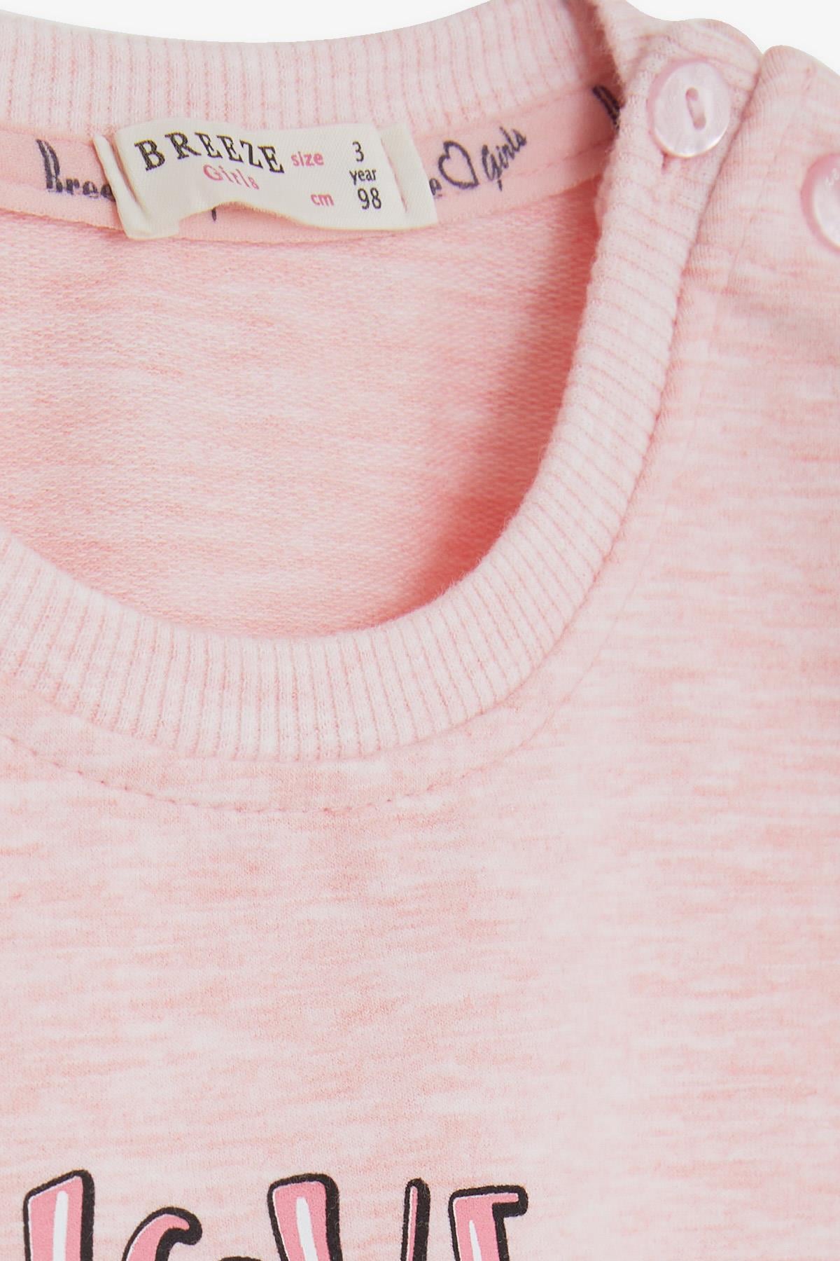 Breeze Kız Çocuk Sweatshirt Unicorn Baskılı Somon Melanj (2-6 Yaş)
