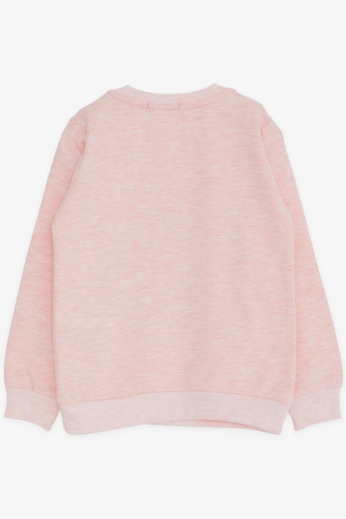 Breeze Kız Çocuk Sweatshirt Unicorn Baskılı Somon Melanj (2-6 Yaş)