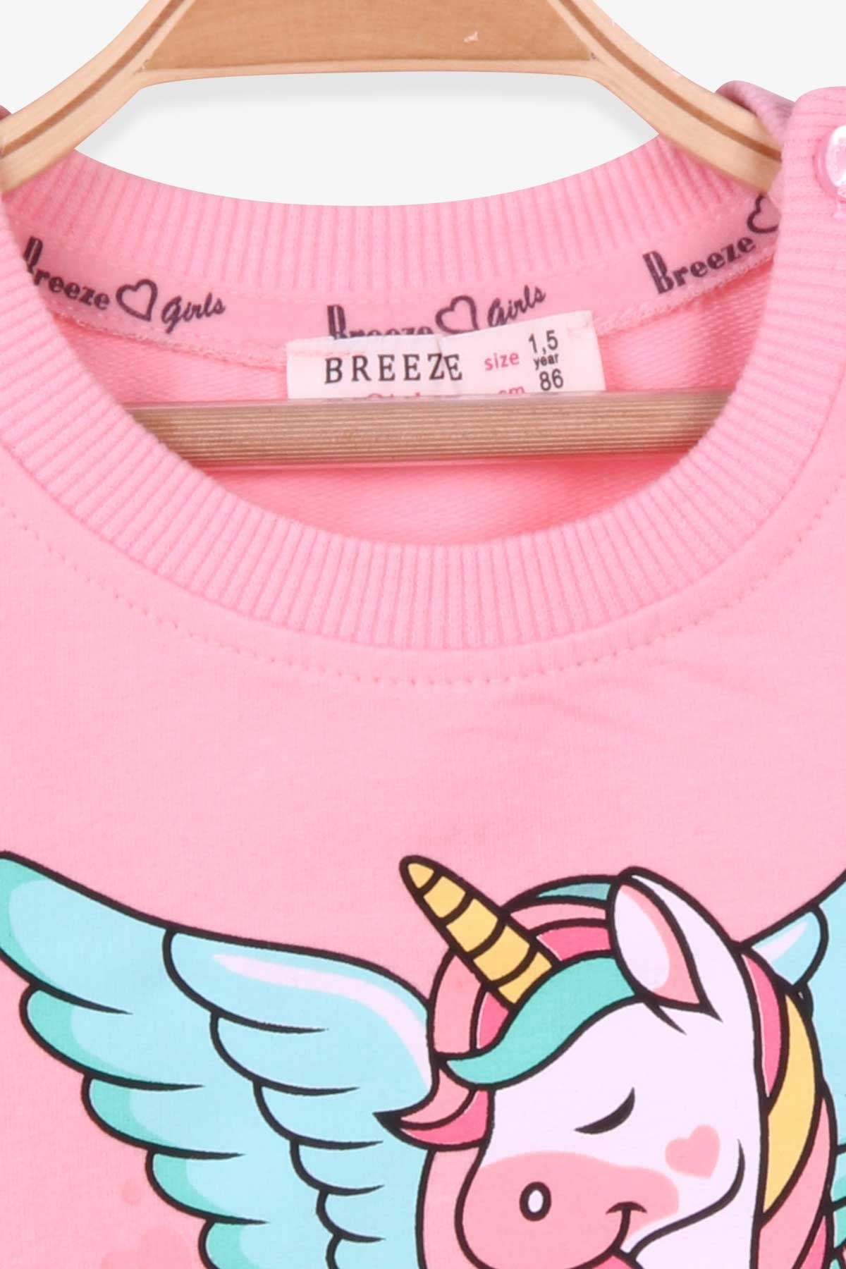 Breeze Kız Çocuk Sweatshirt Unicorn Baskılı Pudra (1.5-5 Yaş)