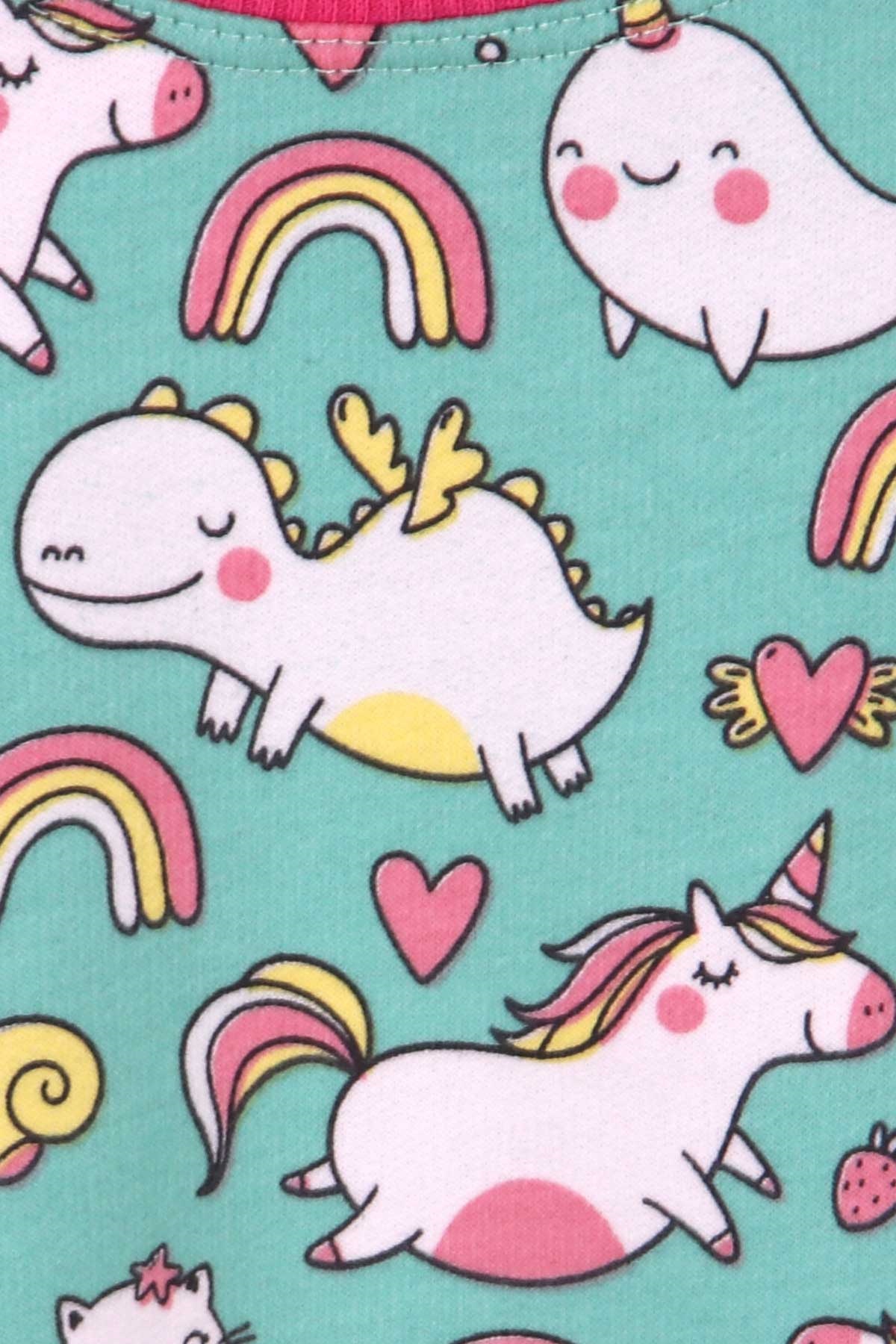 Breeze Kız Çocuk Sweatshirt Unicorn Desenli Mint Yeşili (5-9 Yaş)