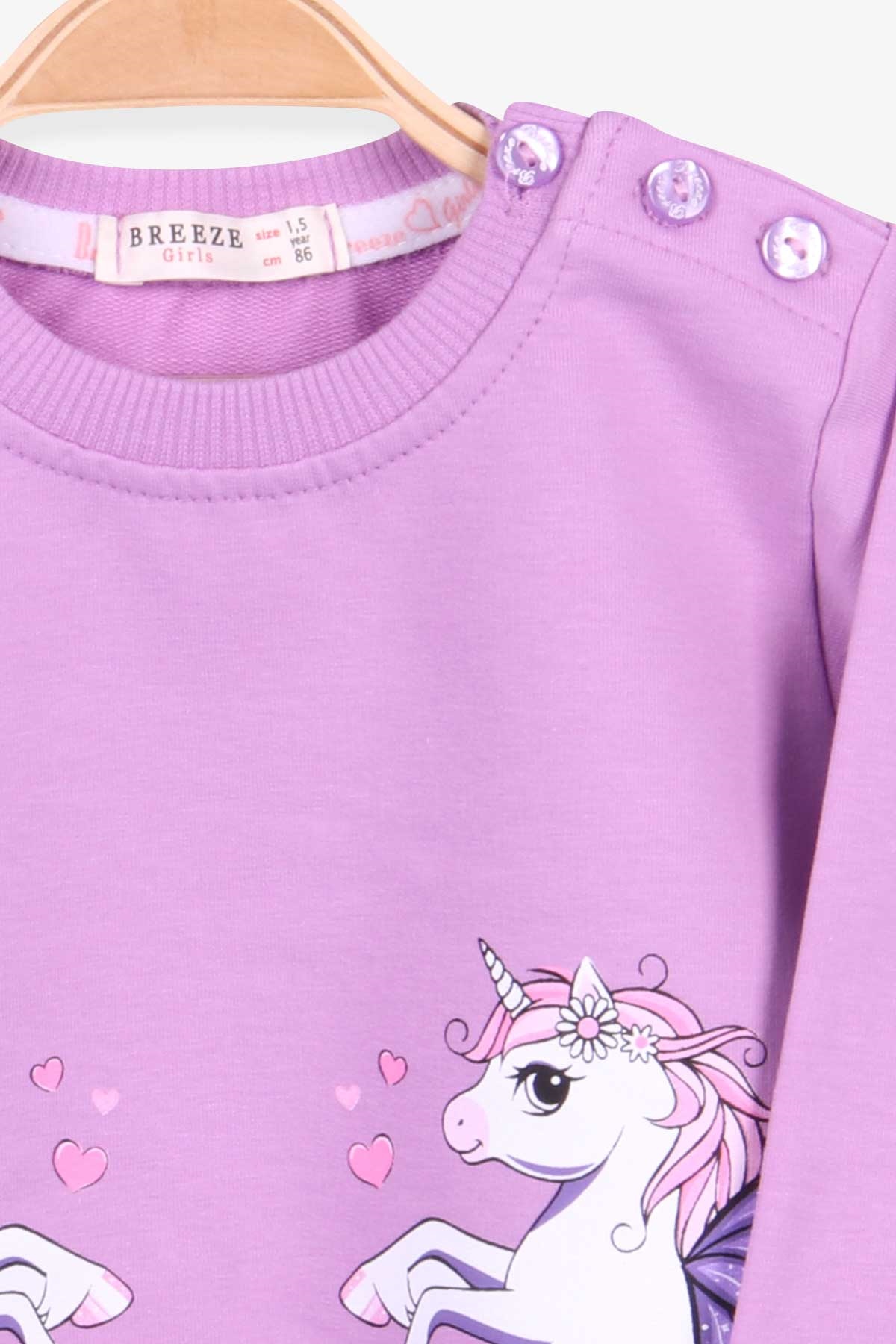Breeze Kız Çocuk Sweatshirt Unicorn Eflatun (1.5-5 Yaş)
