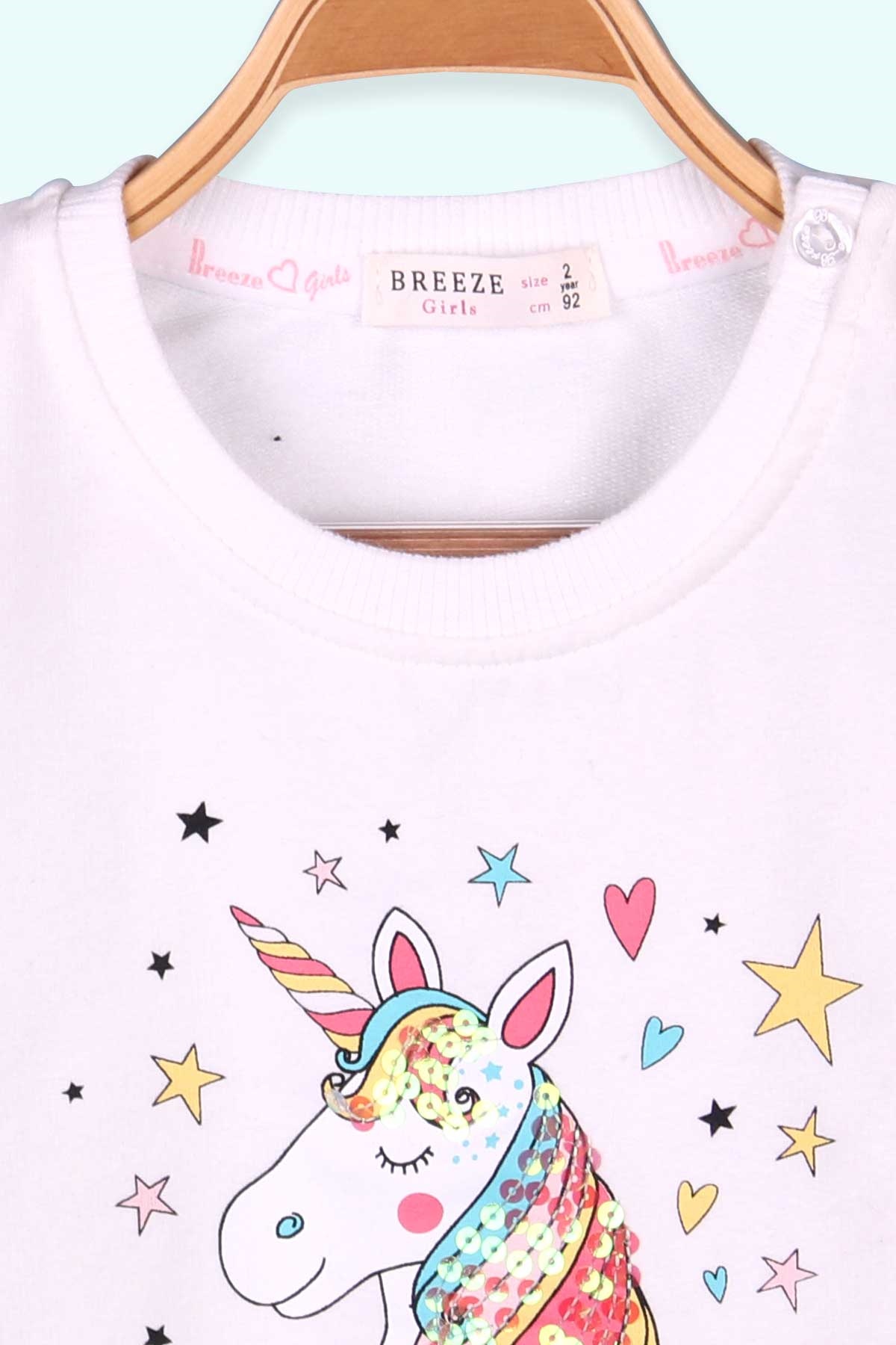 Breeze Kız Çocuk Sweatshirt Unicorn Ekru (2-6 Yaş)