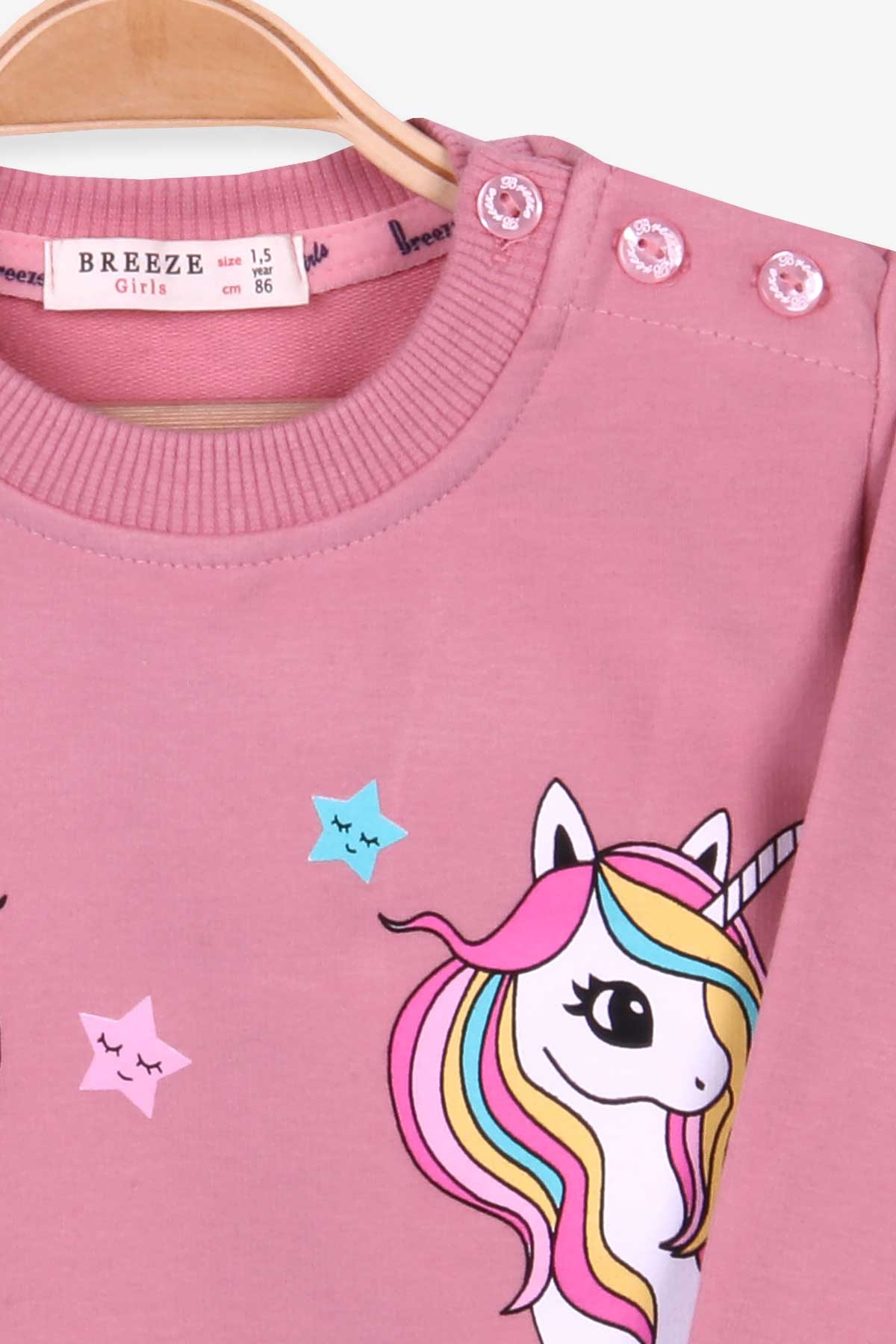 Breeze Kız Çocuk Sweatshirt Unicorn Gülkurusu (1.5-5 Yaş)