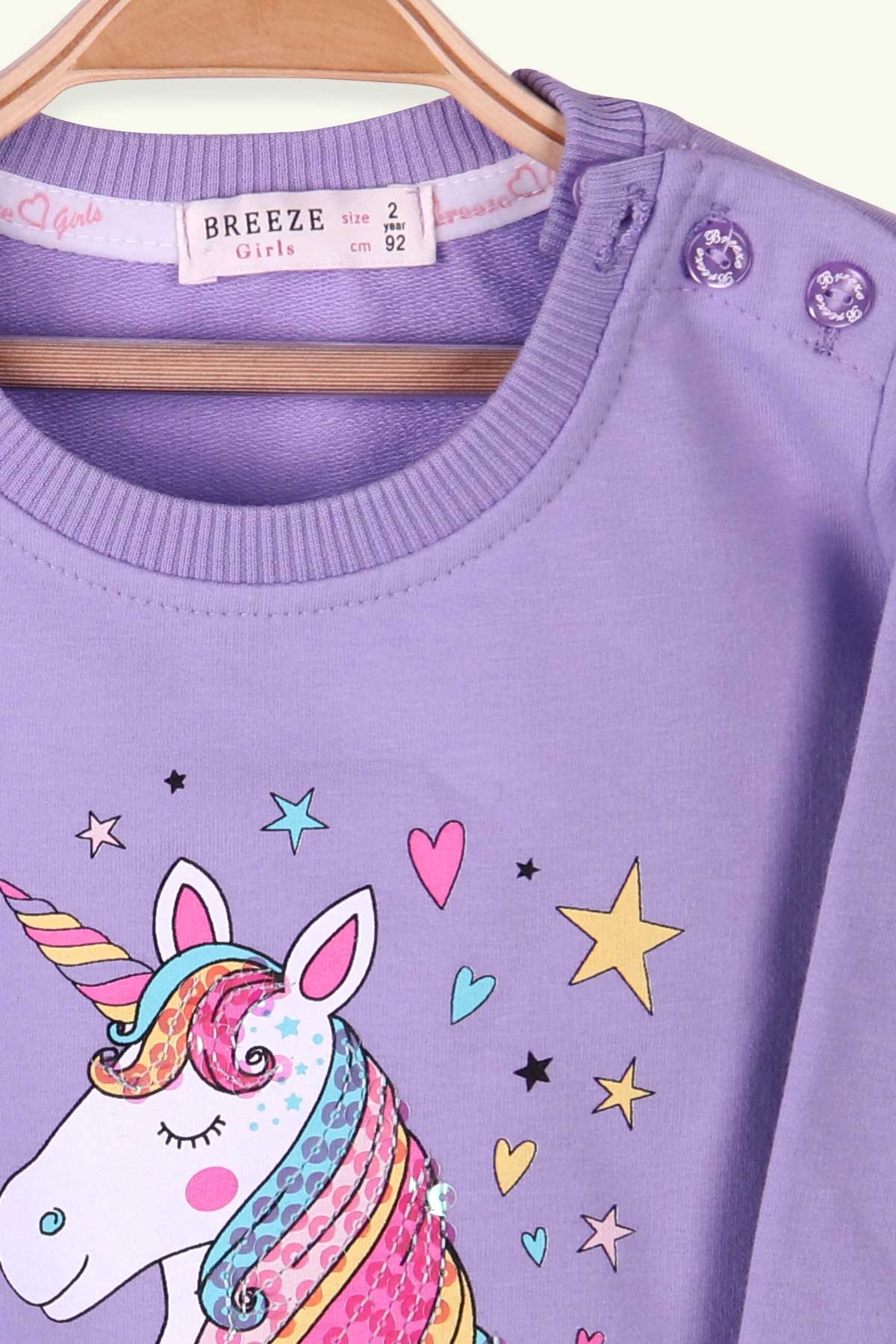 Breeze Kız Çocuk Sweatshirt Unicorn Lila (2-6 Yaş)