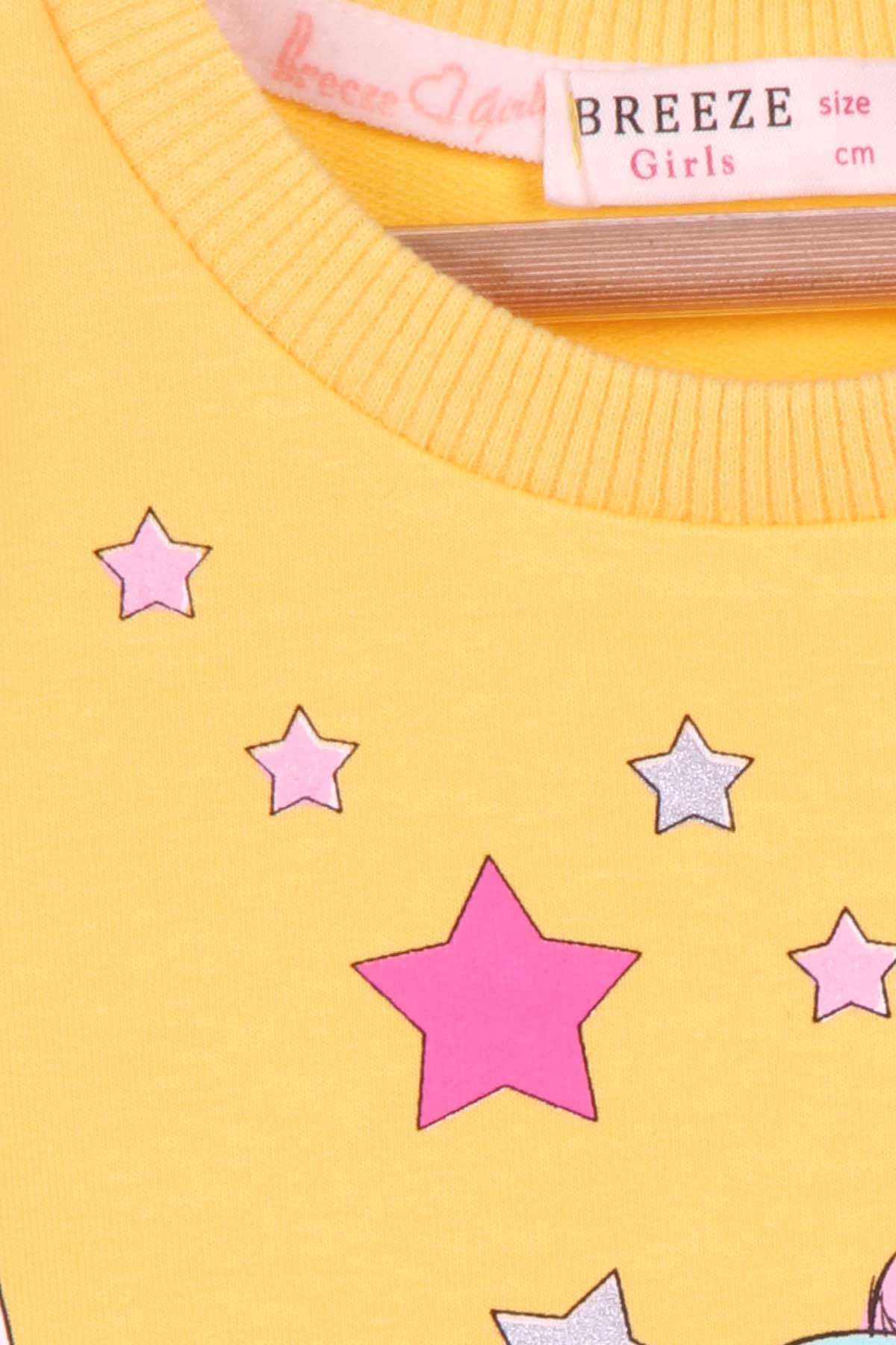 Breeze Kız Çocuk Sweatshirt Unicorn Sarı (2-6 Yaş)