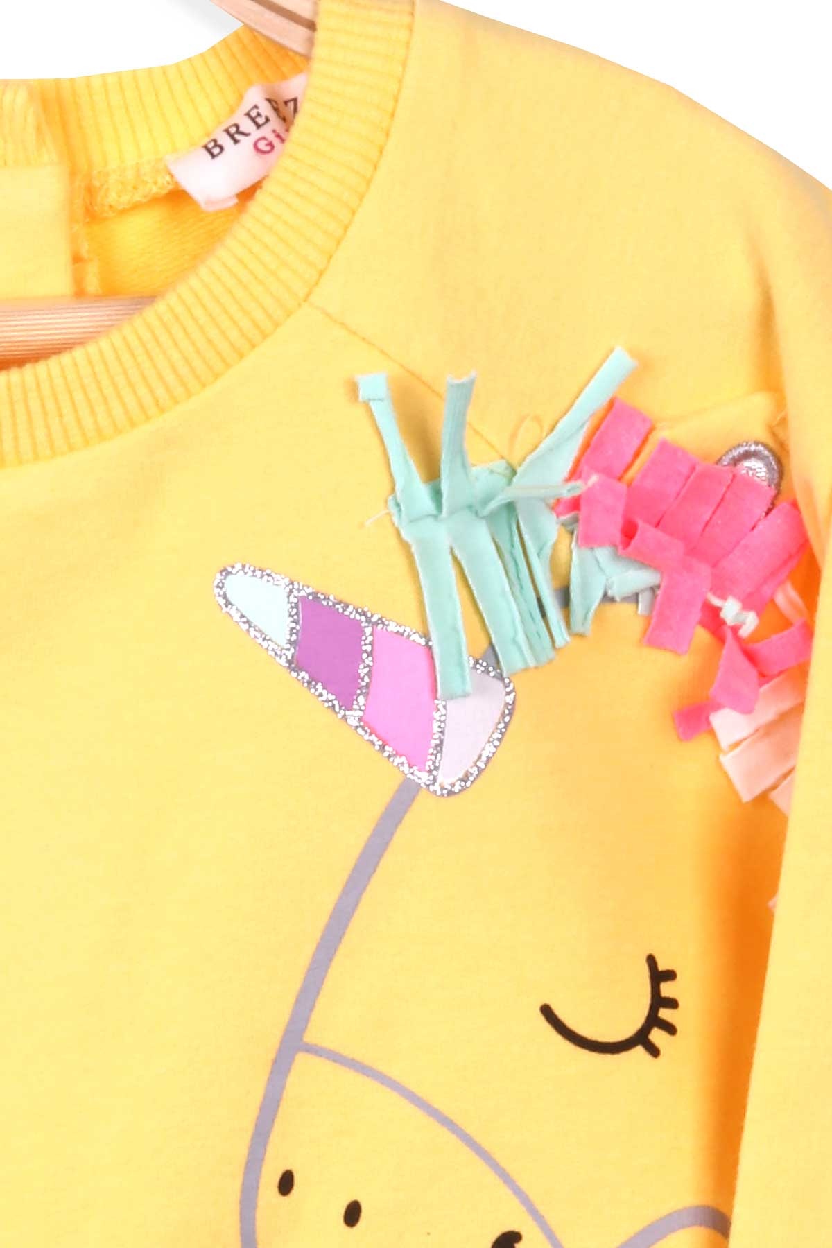 Breeze Kız Çocuk Sweatshirt Unicorn Sarı (1.5 Yaş)